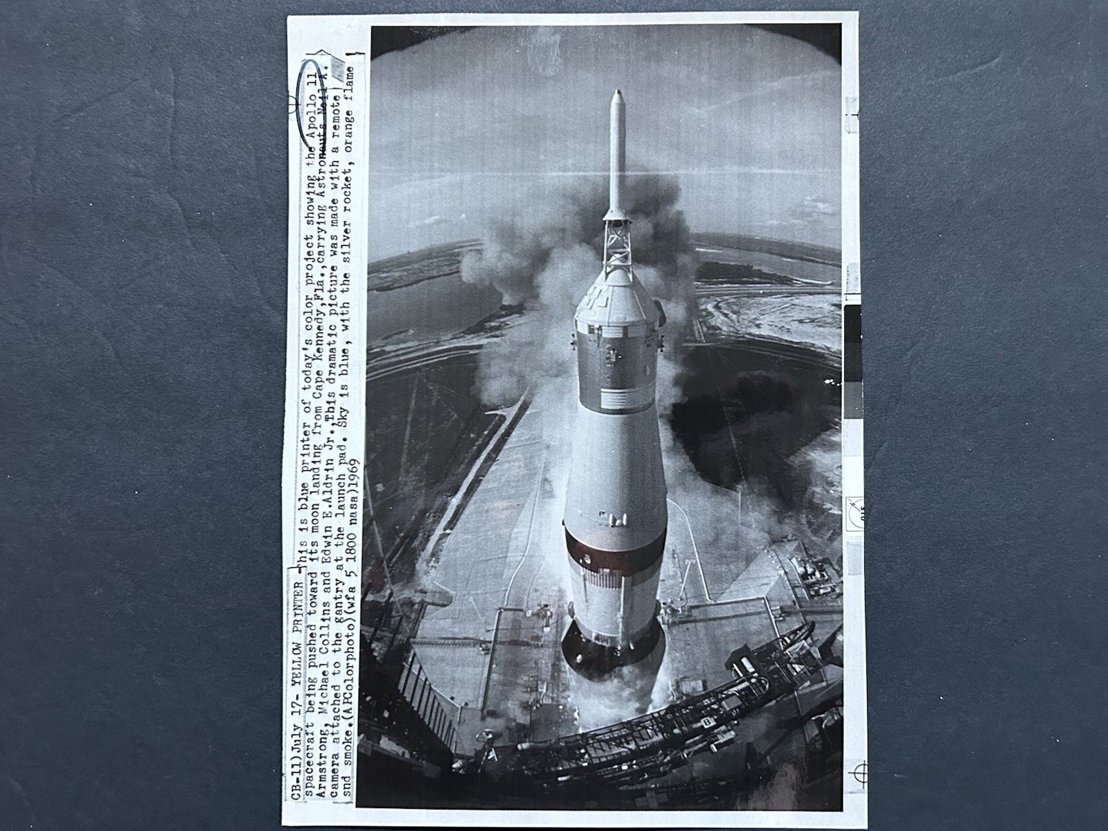 1969 NASA AP Wirephoto Apollo 11 Spacecraft “Pushed Toward It’s Moon Landing”