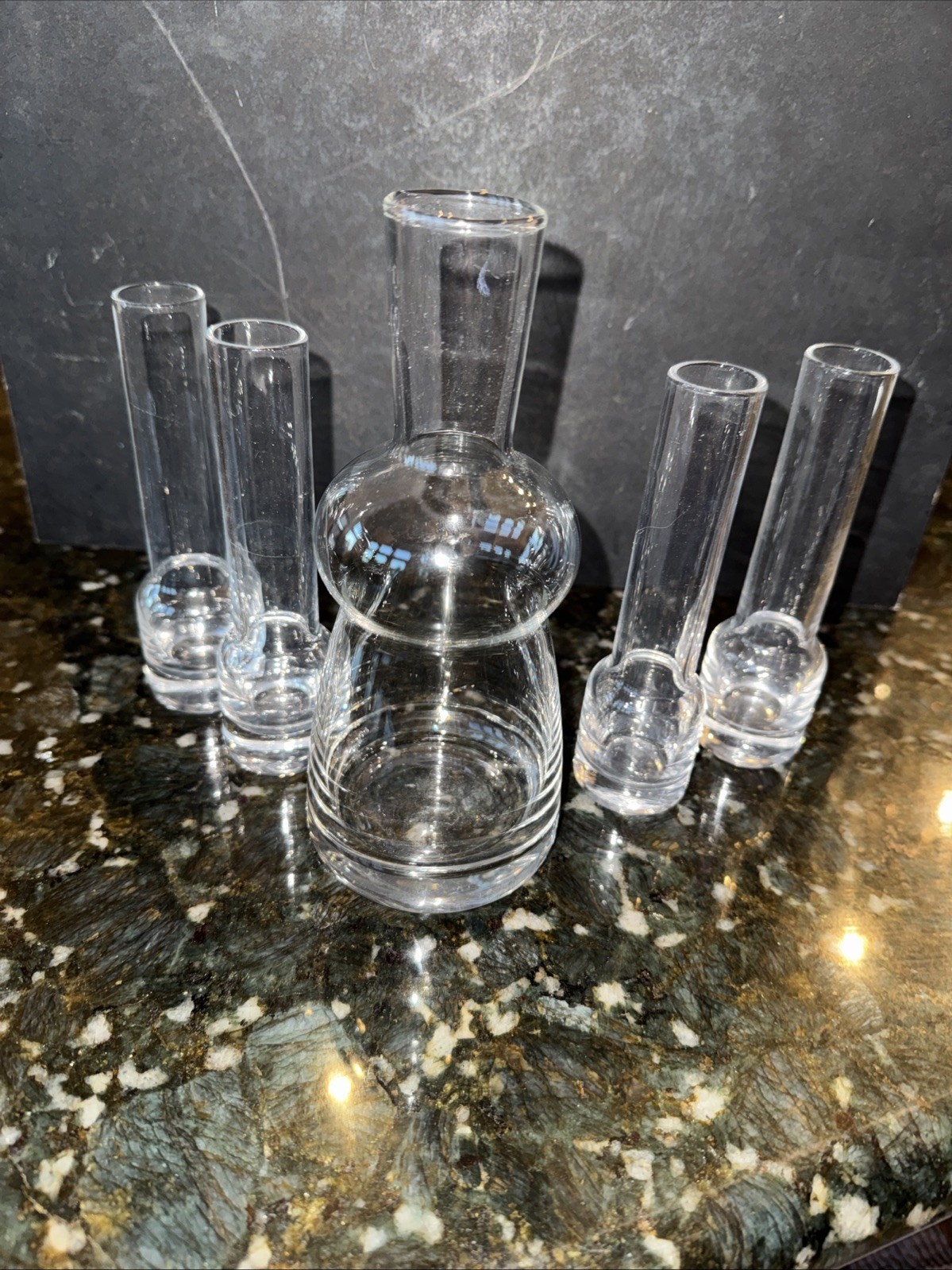 4 VODKA/ TEQUILA SHOOTERS With Matching Glass Serving Bottle. 4 VODKA/ TEQUILA SHOOTERS With Matching Glass Serving Bottle.