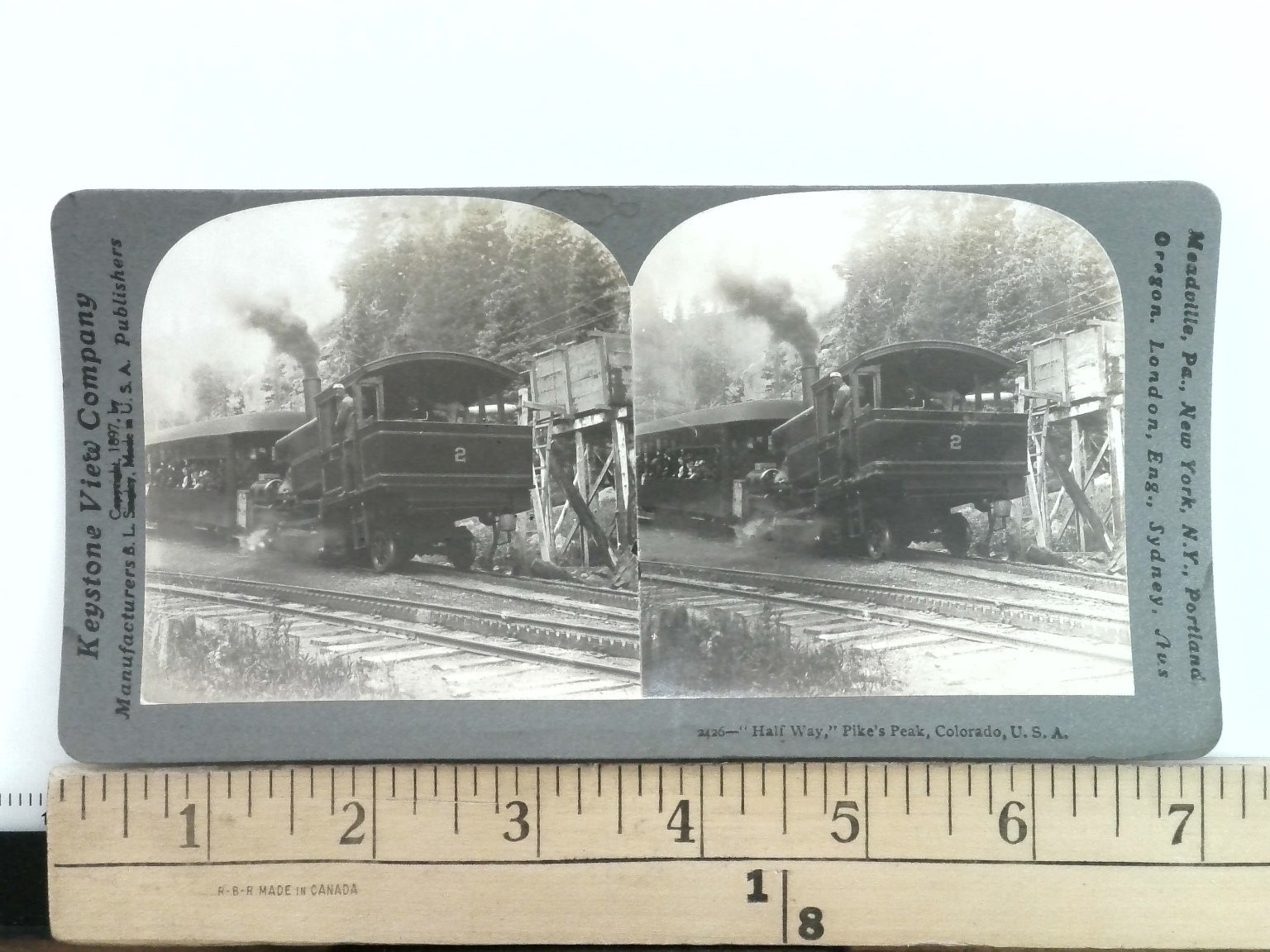 Half Way Pike's Peak Colorado Stereoview Keystone View Co. 1907 Railway