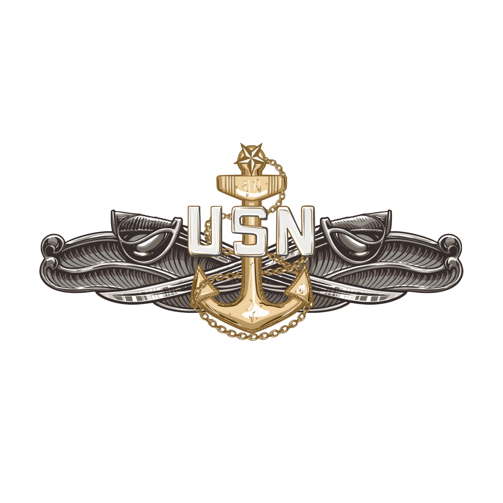 Navy Senior Chief Surface Warfare Decal - NavyChief Decal - USN 3" Decal Navy Senior Chief Surface Warfare Decal - NavyChief Decal - USN 3" Decal