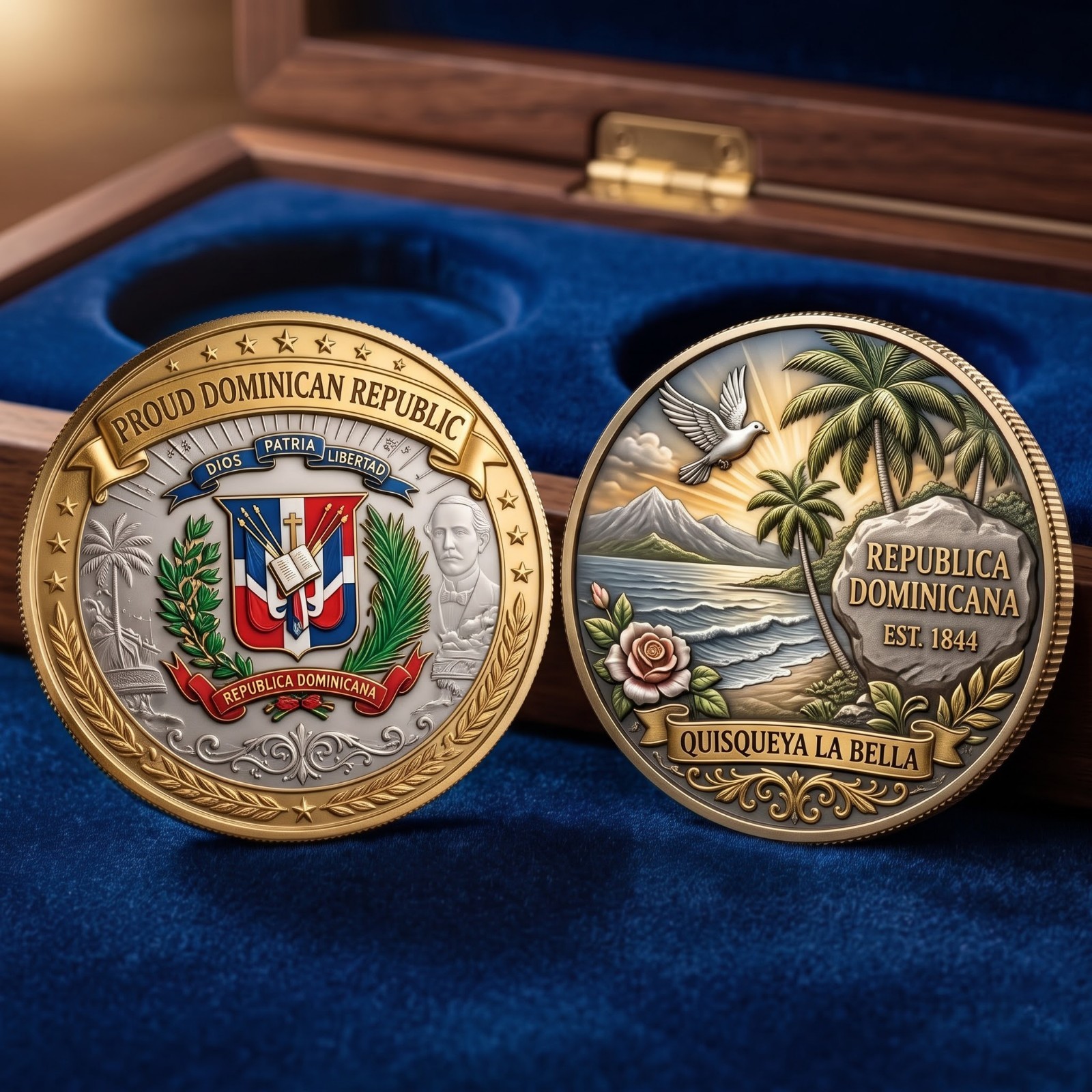 Dominican Republic Quisqueya La Bella Souvenir Coin Travel Gift Dominican Republic Quisqueya La Bella Souvenir Coin Travel Gift