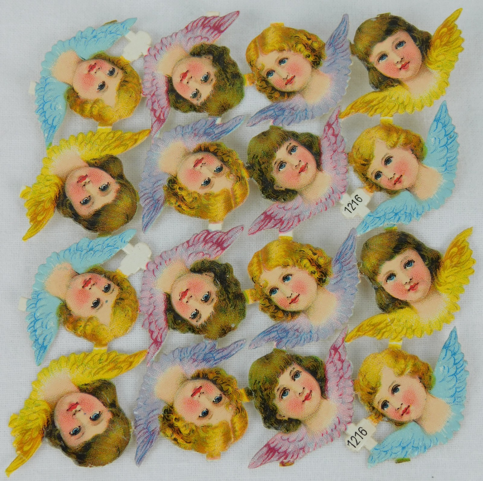 Vintage PZB1216 Embossed 16 DIE CUT SCRAPS ANGEL CHERUB FACES 1" x 1.5" Germany Vintage PZB1216 Embossed 16 DIE CUT SCRAPS ANGEL CHERUB FACES 1" x 1.5" Germany
