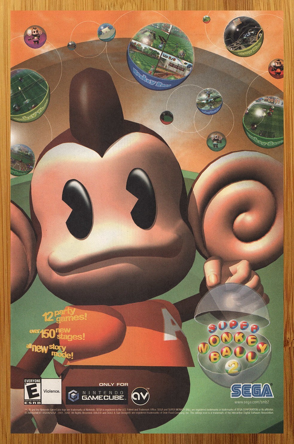 2002 Super Monkey Ball 2 Gamecube Print Ad/Poster Authentic Video Game Promo Art 2002 Super Monkey Ball 2 Gamecube Print Ad/Poster Authentic Video Game Promo Art
