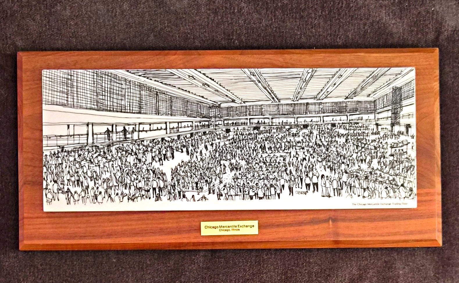 Vintage Bill Olendorf Chicago Mercantile Exchange CME Trading Floor Resin Etchin Vintage Bill Olendorf Chicago Mercantile Exchange CME Trading Floor Resin Etchin