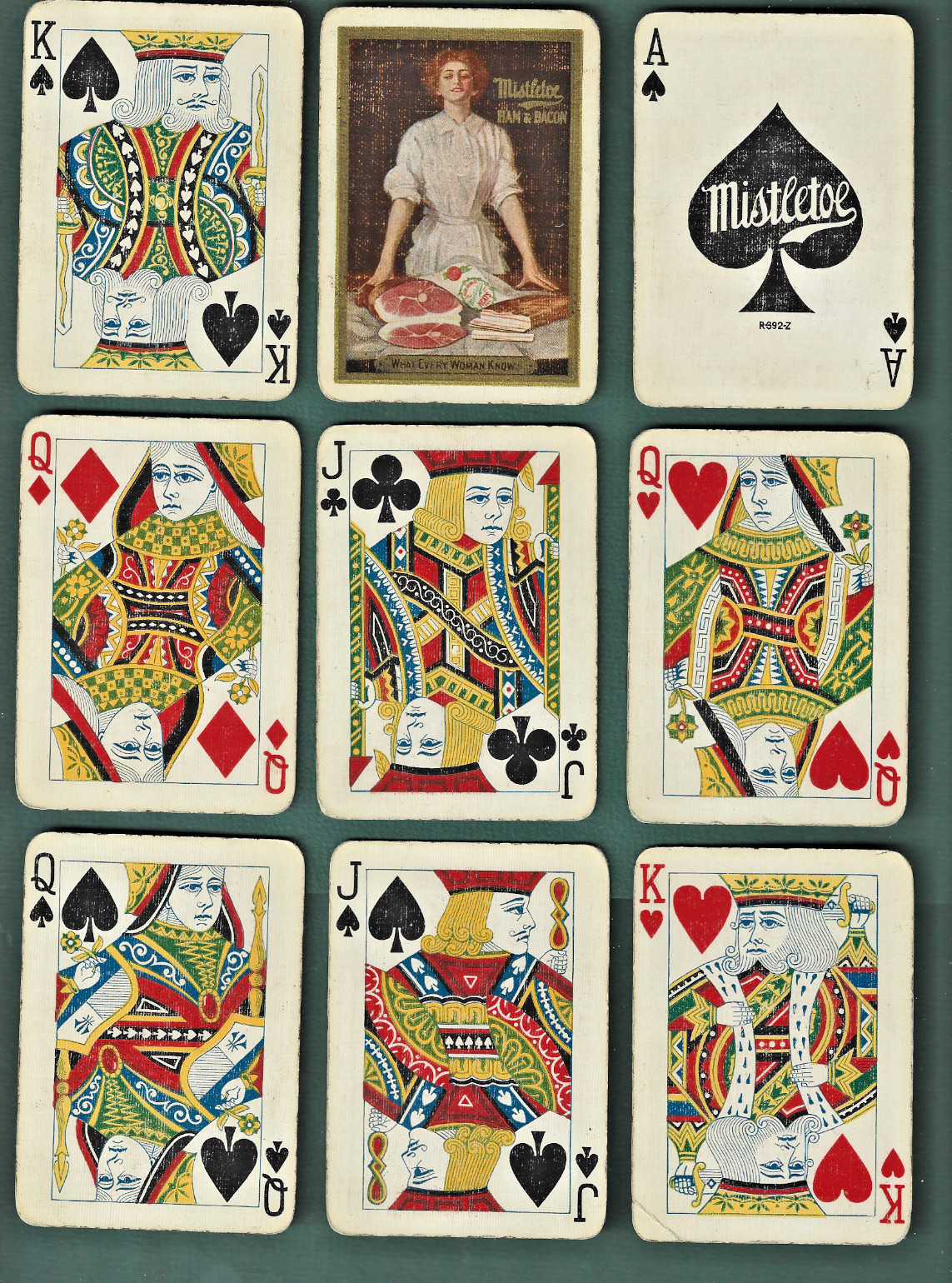 Rare 1910 Advertising Playing Cards MISTLETOE Brand Ham & Bacon CHICAGO 52/52 Rare 1910 Advertising Playing Cards MISTLETOE Brand Ham & Bacon CHICAGO 52/52