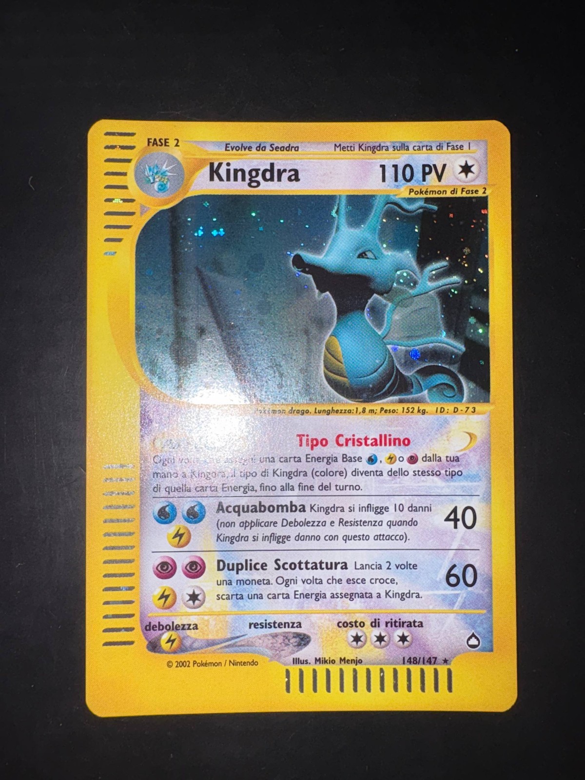 Pokemon Card Kingdra 148/147 Crystal Holo Set Aquapolis NEARMINT Ita