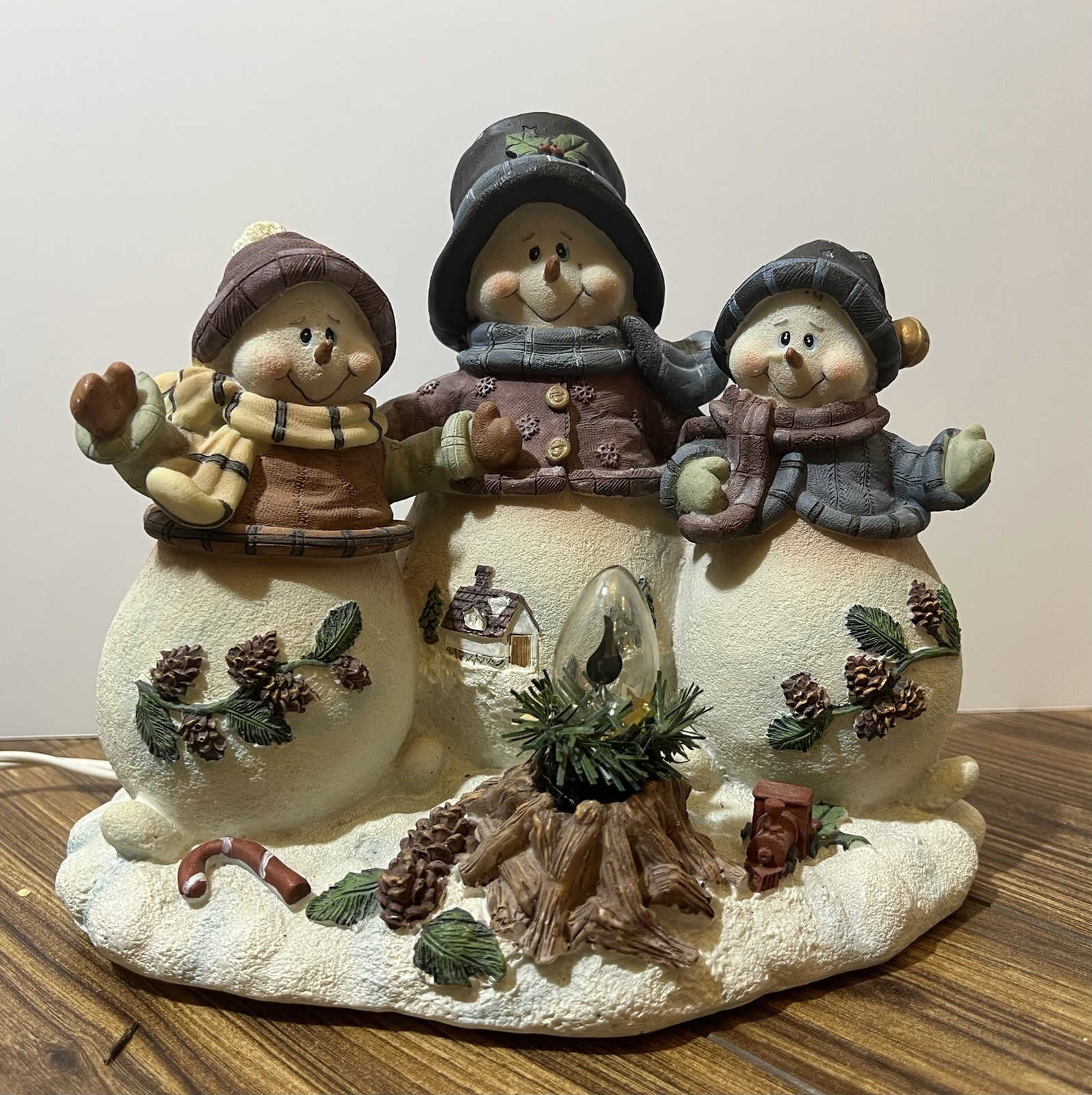 Vintage Lighted Snowmen Christmas Figurine|Dial On/Off on Cord for Campfire|Cute Vintage Lighted Snowmen Christmas Figurine|Dial On/Off on Cord for Campfire|Cute