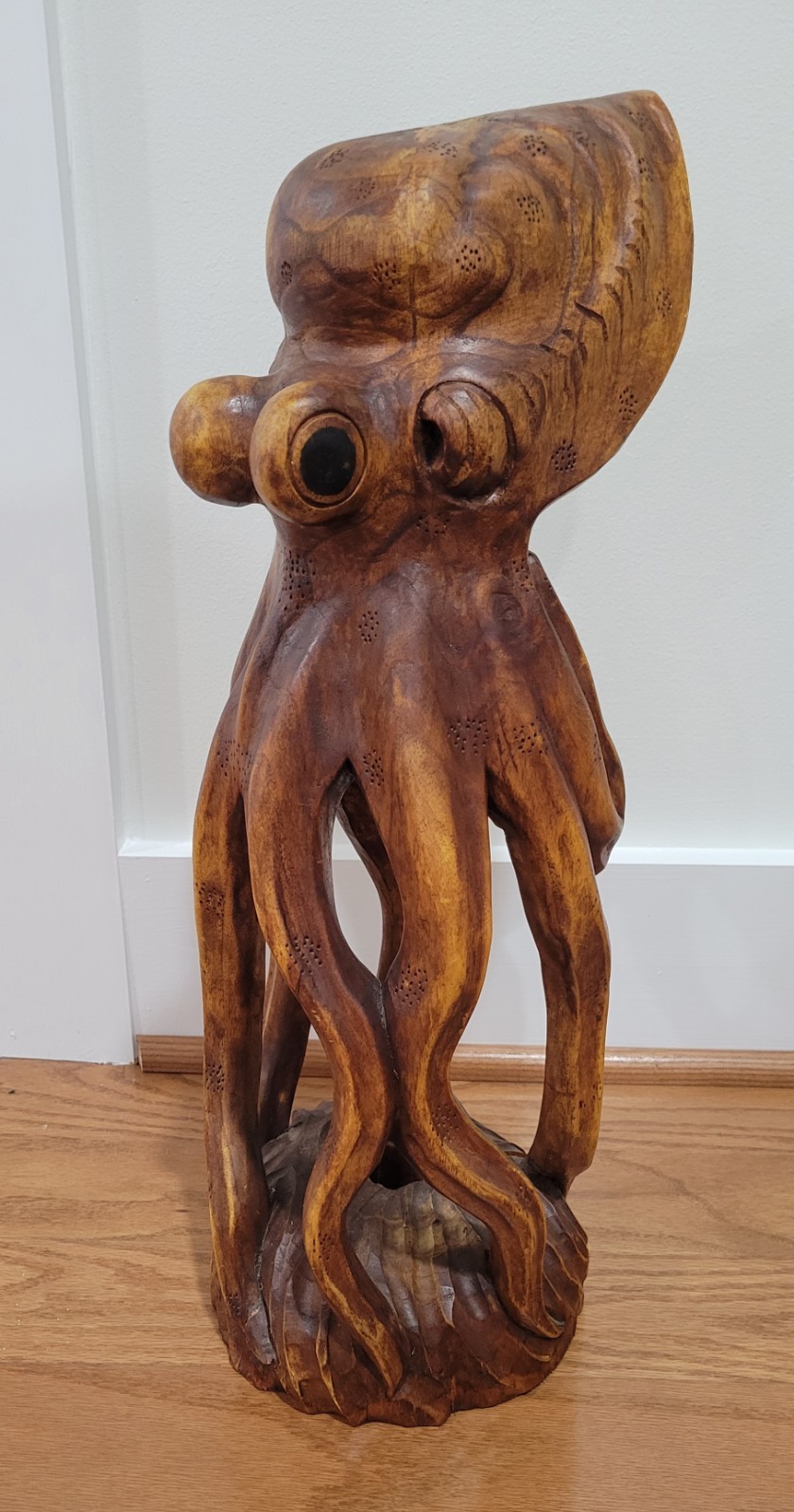 Large Hand Carved Wood Octopus Sculpture 20" Tall Nautical Decor Large Hand Carved Wood Octopus Sculpture 20" Tall Nautical Decor