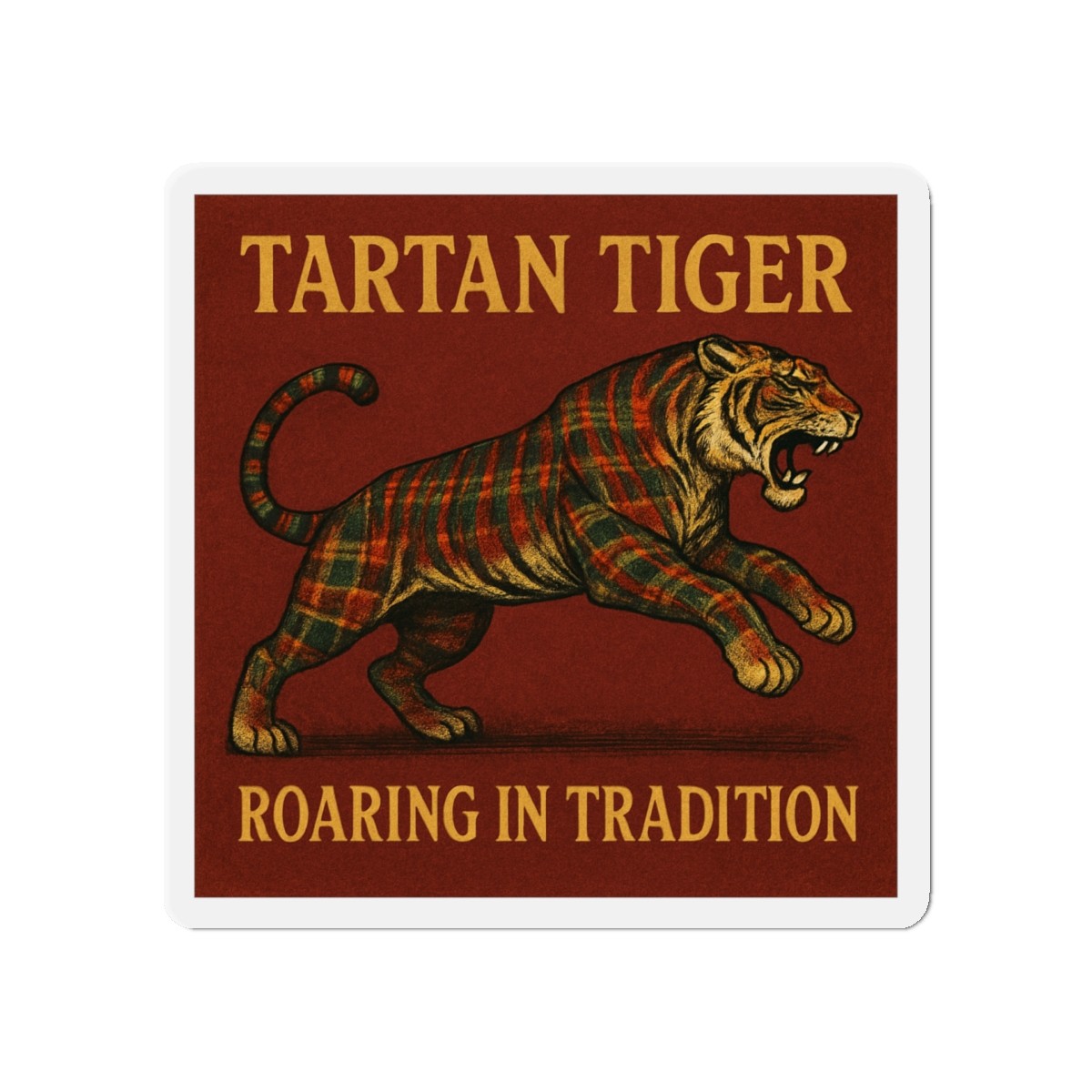 Die-Cut Fridge Magnet Tartan Tiger Majestic Pattern