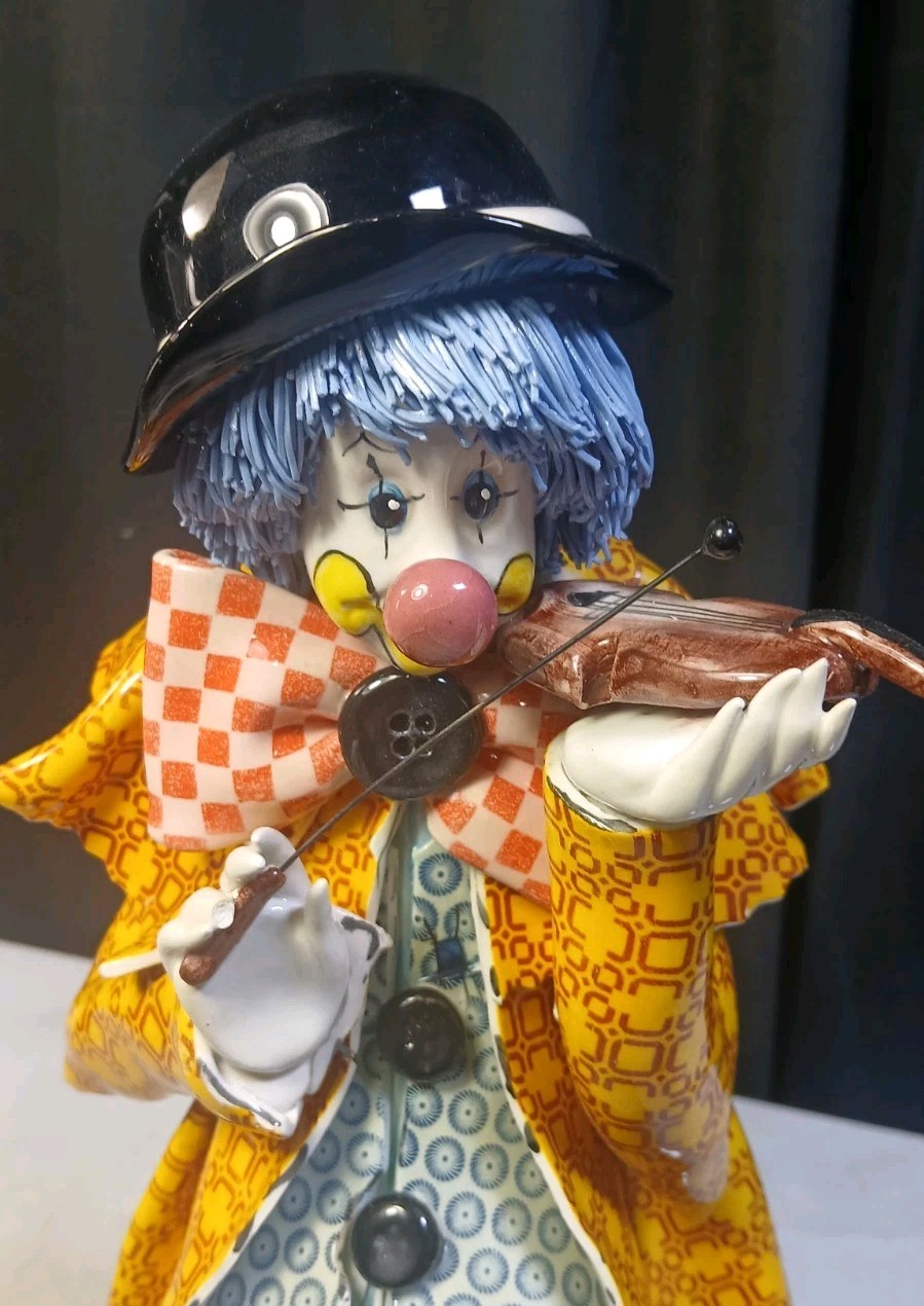 14' Authentic Hand Painted Zampiva Vintage Ceramic Spaghetti Hair Clown 40/300