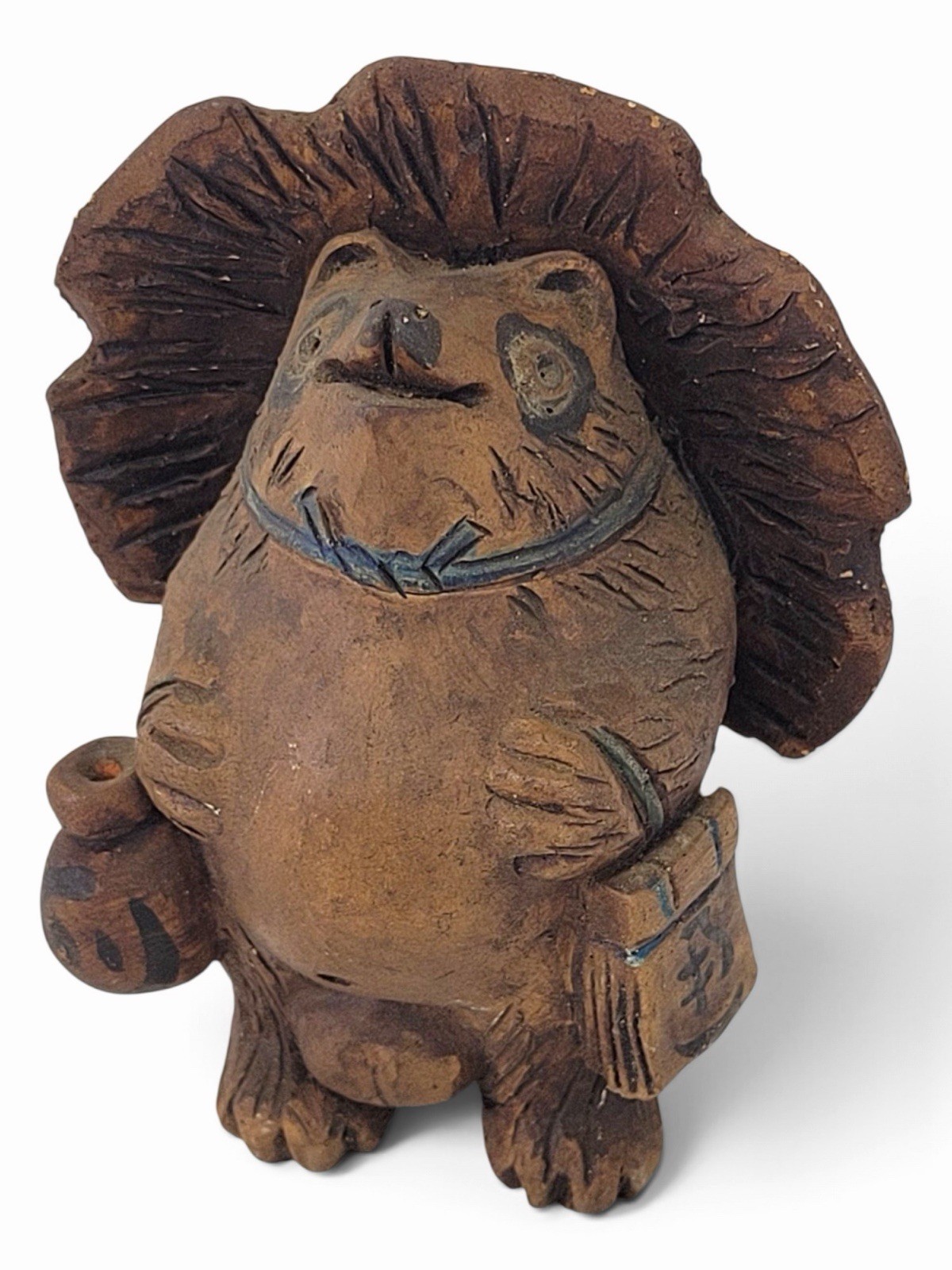 VTG Japanese Tanuki (raccoon dog) figurine Handmade Carved Wood