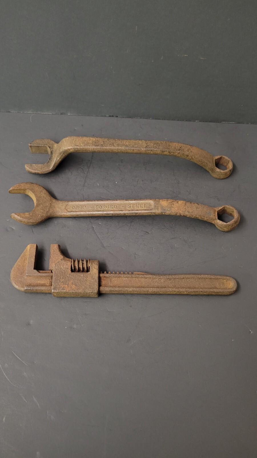 Lot of Vintage Tools, Two Combo Wrenches, One Monkey Wrench Lot of Vintage Tools, Two Combo Wrenches, One Monkey Wrench