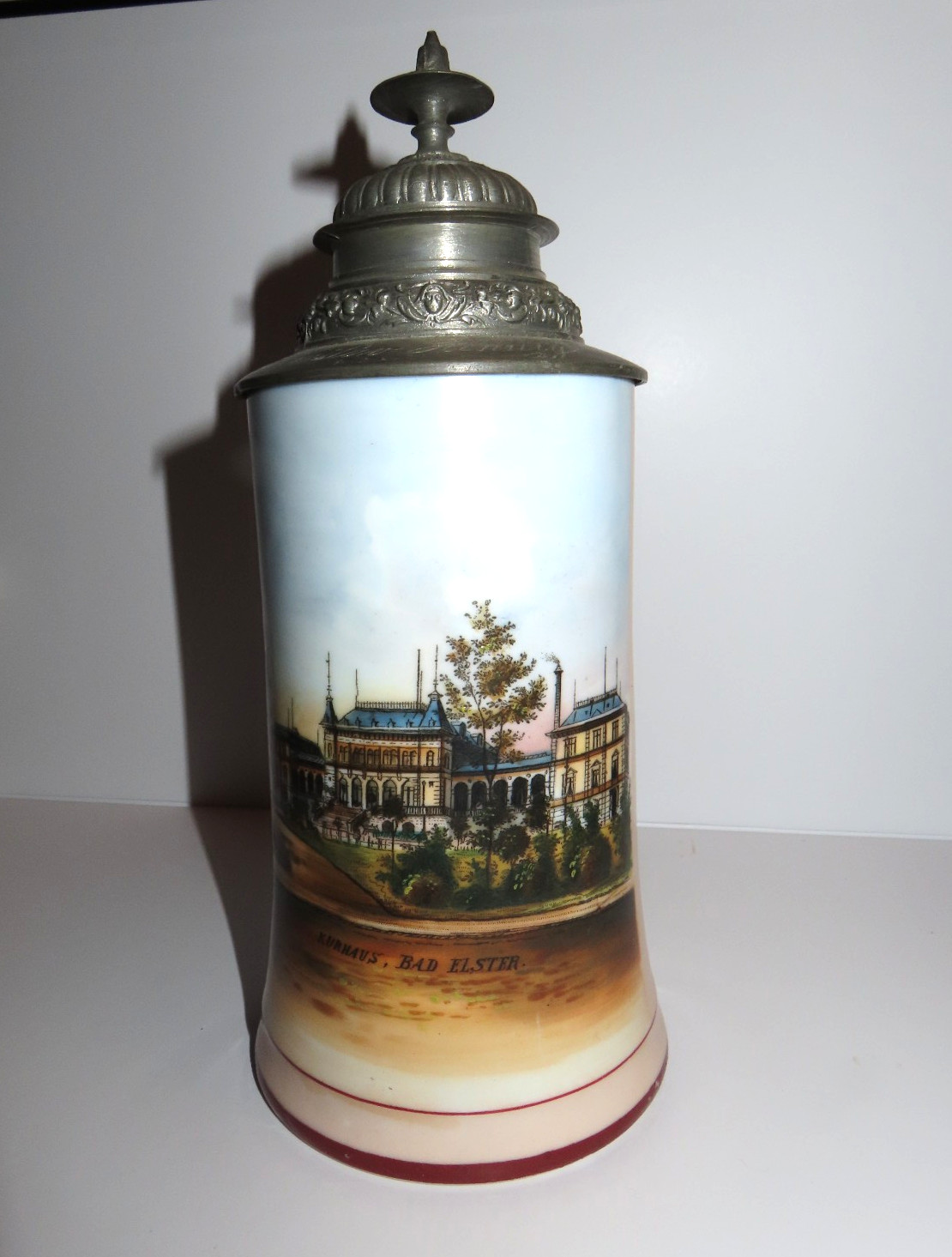 Antique German Lidded Beer Stein~Souvenir Kurhaus Bad Elster Spa~Lithopane Antique German Lidded Beer Stein~Souvenir Kurhaus Bad Elster Spa~Lithopane