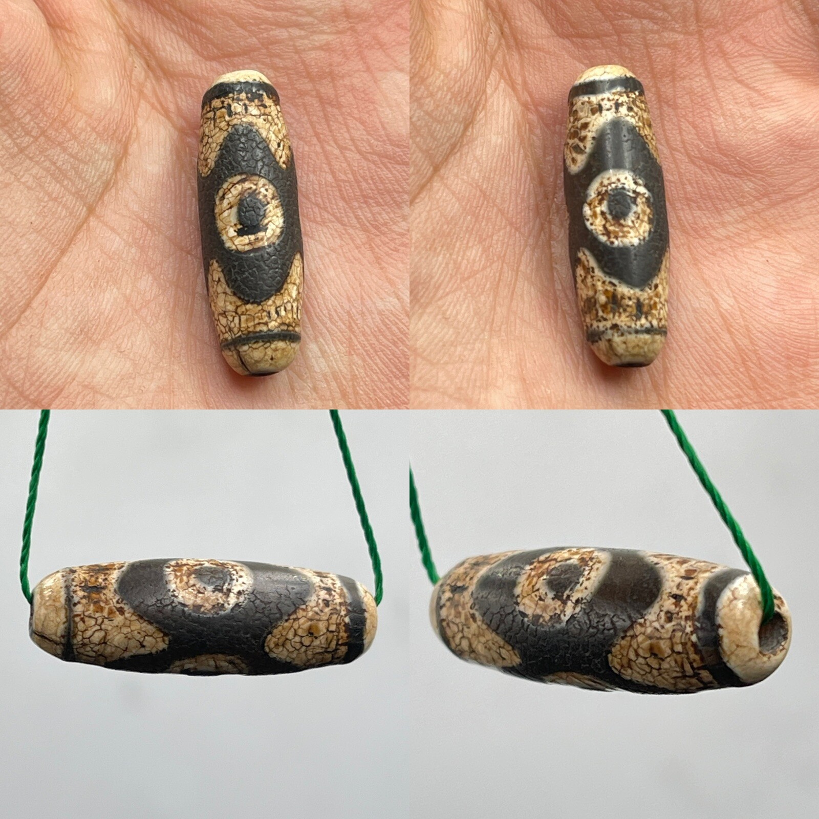 Beautiful Old Tibetan Duo Agate 3 👁Rare Eyes Ancient Lucky Amulet Bead Beautiful Old Tibetan Duo Agate 3 👁Rare Eyes Ancient Lucky Amulet Bead