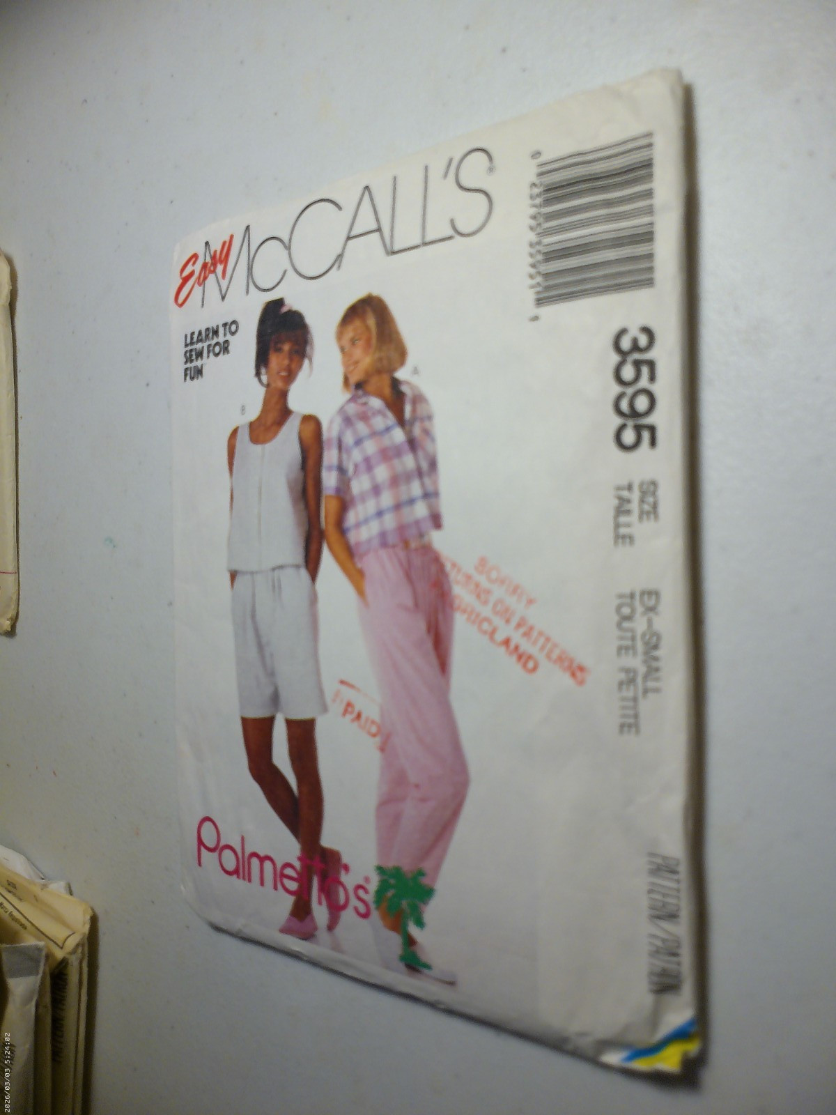 McCall's 3595 Ladies Blouse & Bottoms size EX-small McCall's 3595 Ladies Blouse & Bottoms size EX-small