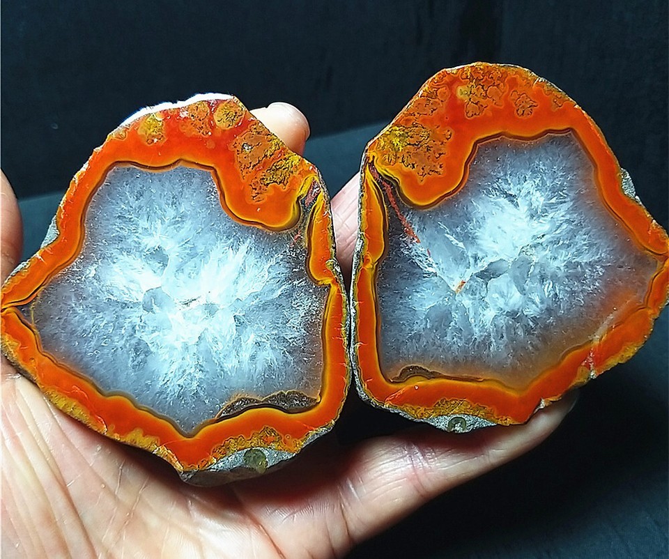 RARE 1 pair 331.3g Natural Warring States Red Agate Stone Healing CA2738