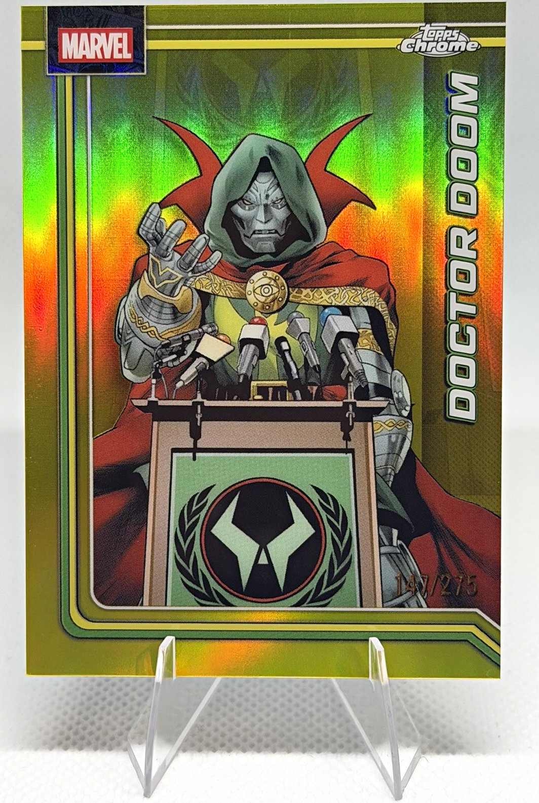 Topps 2026 Marvel Topps Chrome Doctor Doom #028 Yellow Refractor /275 