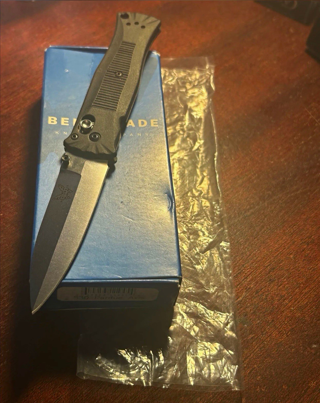 Benchmade 530 Pardue Black Handle Stainless Satin Plain Edge Drop Point Liner Benchmade 530 Pardue Black Handle Stainless Satin Plain Edge Drop Point Liner
