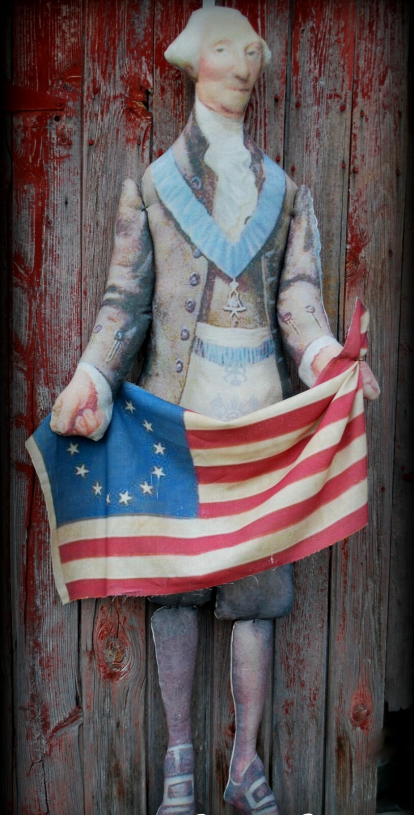 Antique colonial folk art doll porch sitter 4th of July Americana decoration Antique colonial folk art doll porch sitter 4th of July Americana decoration