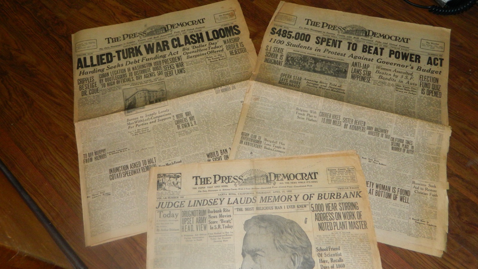 The Press Democrat Vintage Newspaper 1923 1926 The Press Democrat Vintage Newspaper 1923 1926