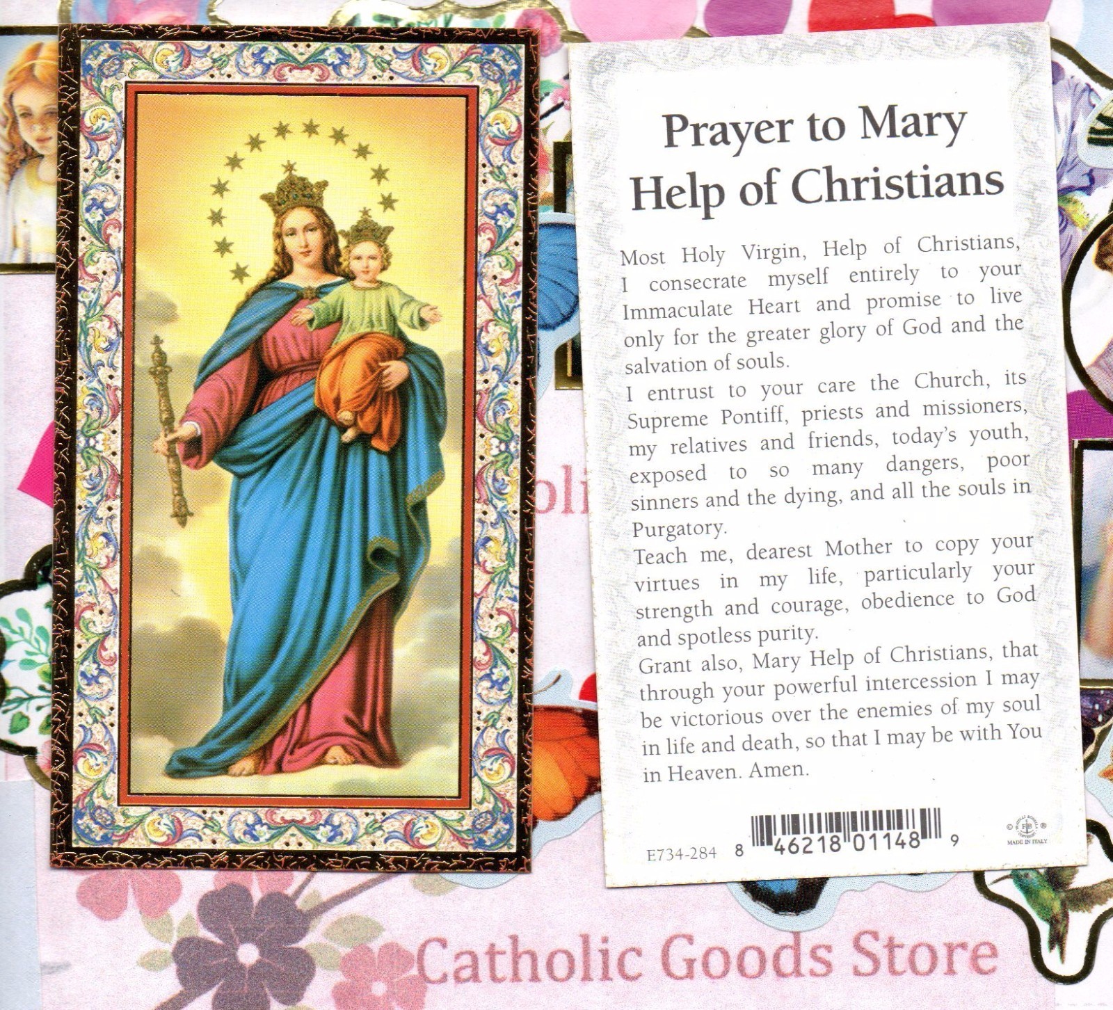 Our Lady Help of Christians - gold trim - Paperstock Holy Card Our Lady Help of Christians - gold trim - Paperstock Holy Card