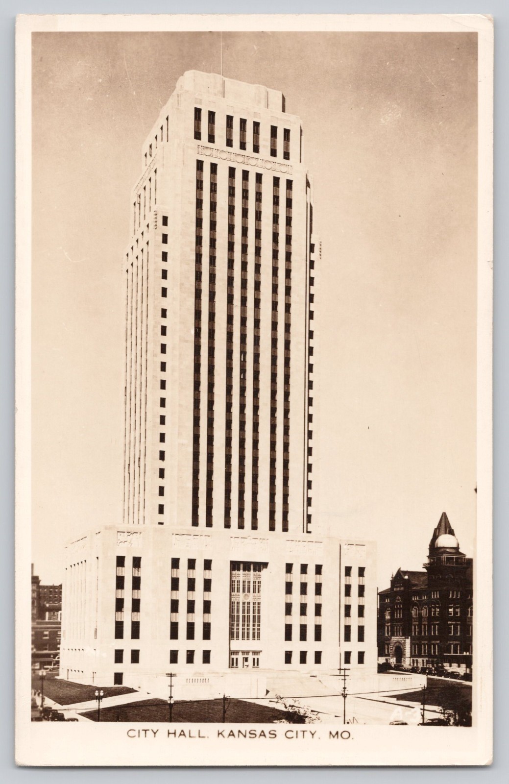 City Hall Kansas City Missouri Tall Art Deco Skyscraper RPPC Real Photo Postcard