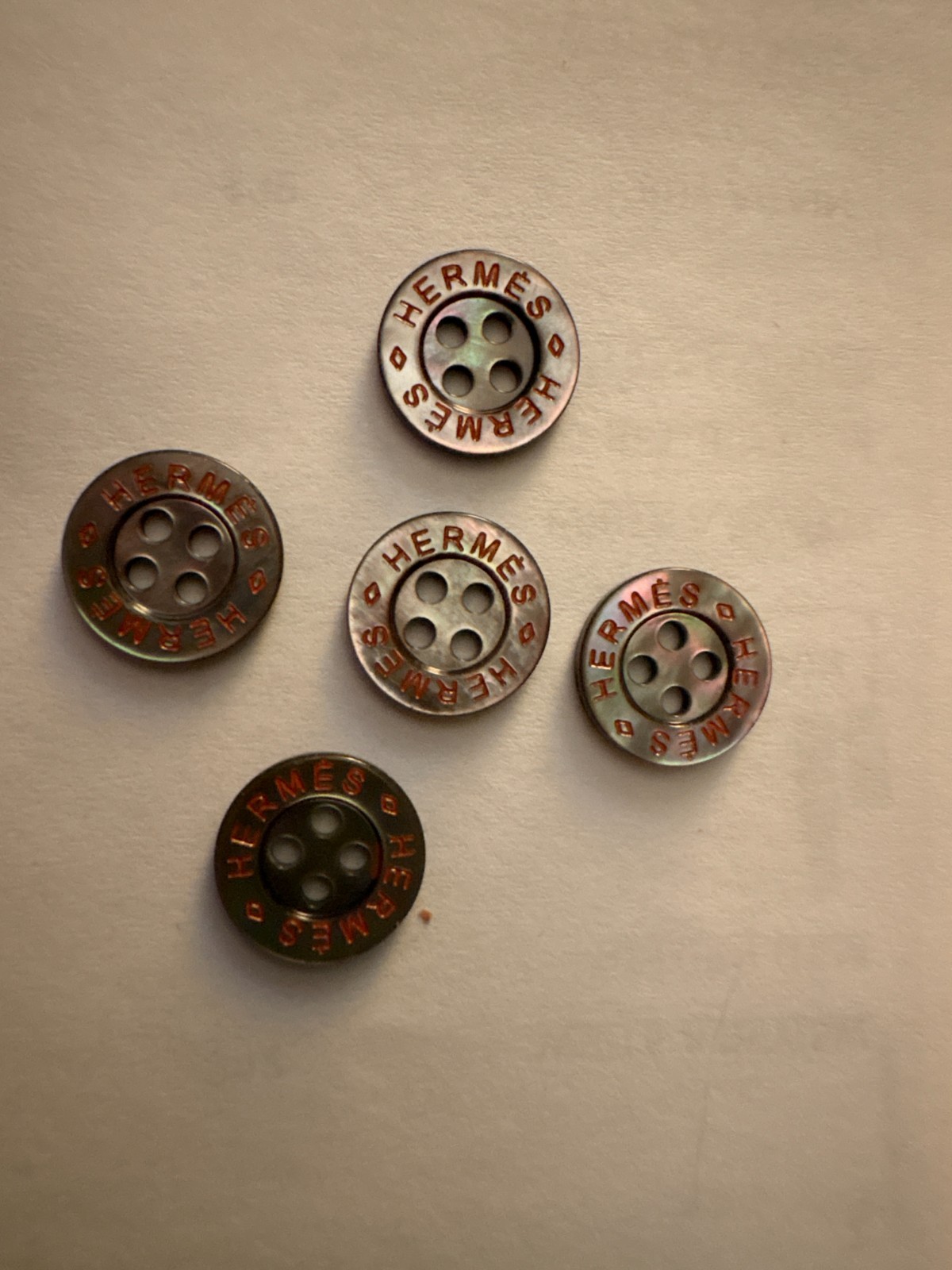 Set of 5 authentic Hermès-style  buttons 12.5 mm