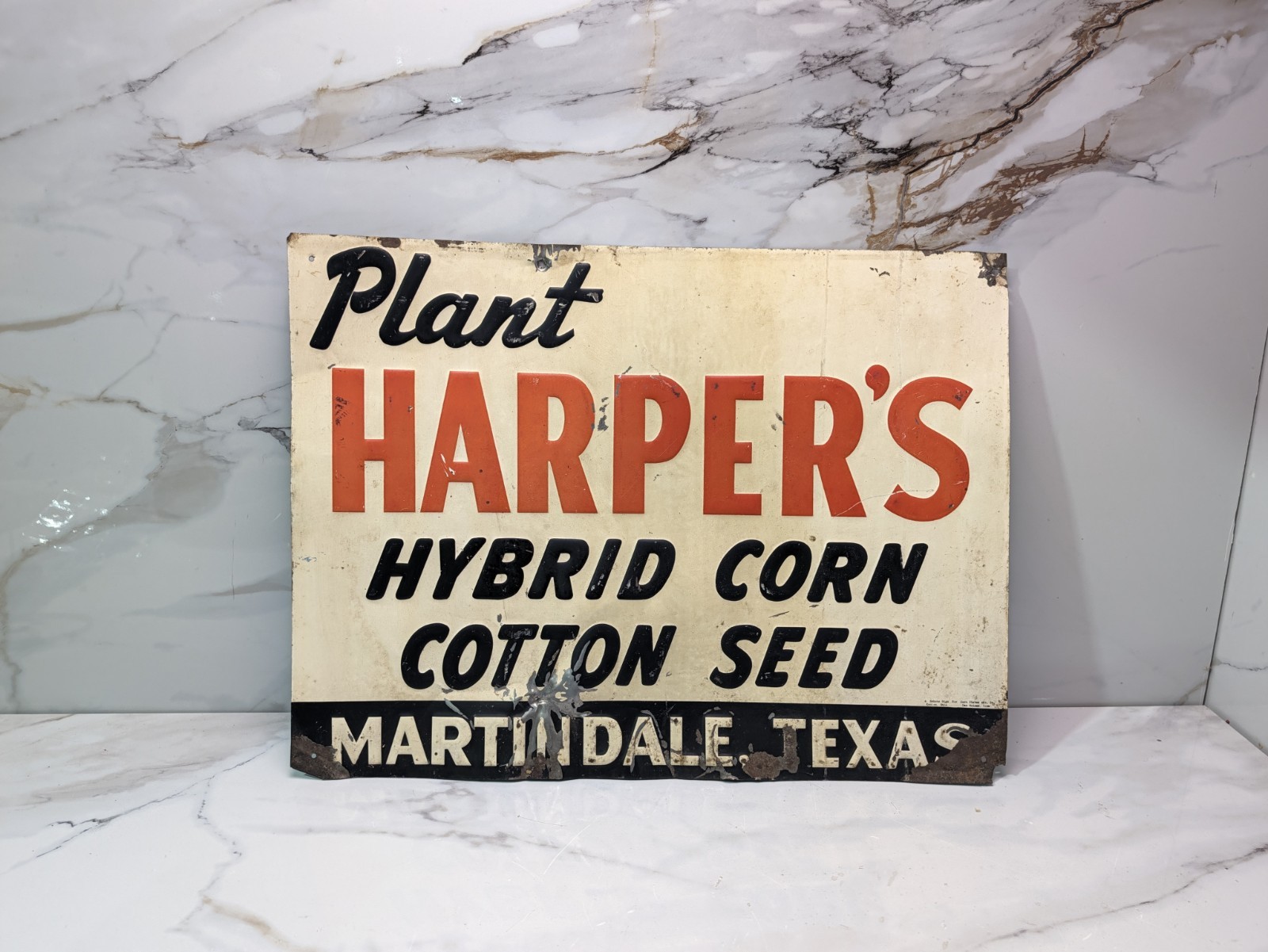 Vintage Rare Harper's Hybrid Corn Cotton Seed Sign Martindale Texas SCIOTO 24X18