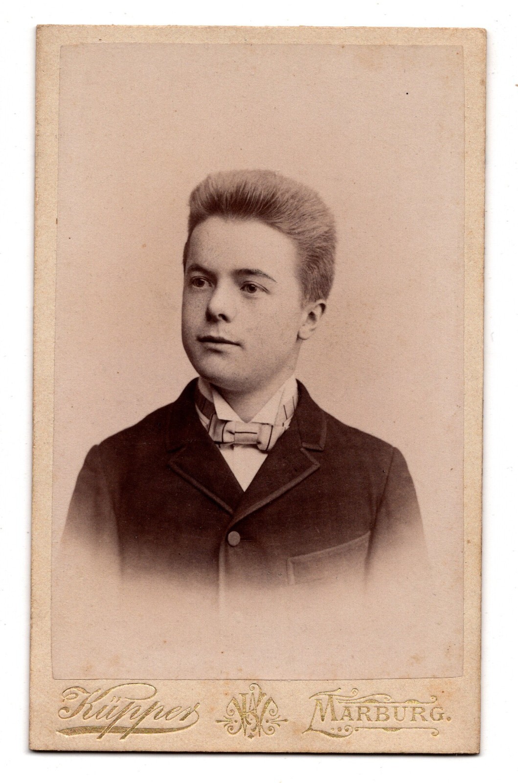 Antique CDV Circa 1893 Kupper Handsome Young Man Stuhlfauth Marburg Germany Antique CDV Circa 1893 Kupper Handsome Young Man Stuhlfauth Marburg Germany