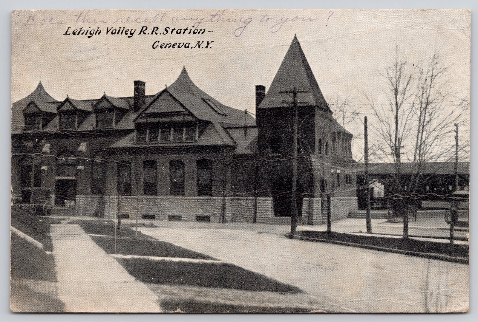 Geneva New York NY Lehigh Valley Railroad Station Depot Printed Postcard c1900s