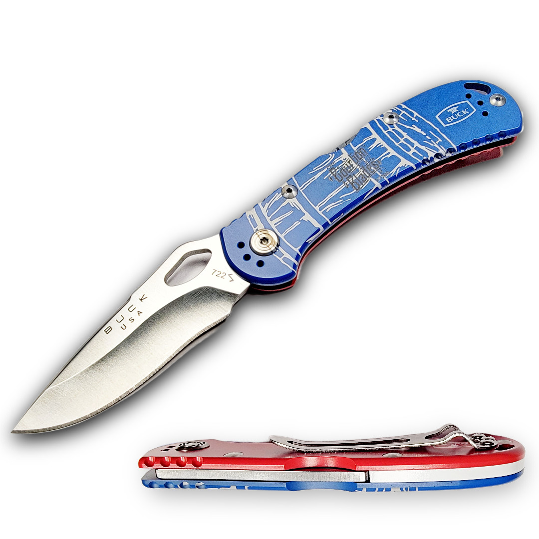 BUCK KNIVES USA BOURBON & BLADES 2026 BLUE ALUMINUM SPITFIRE EVENT KNIFE 1of100 BUCK KNIVES USA BOURBON & BLADES 2026 BLUE ALUMINUM SPITFIRE EVENT KNIFE 1of100