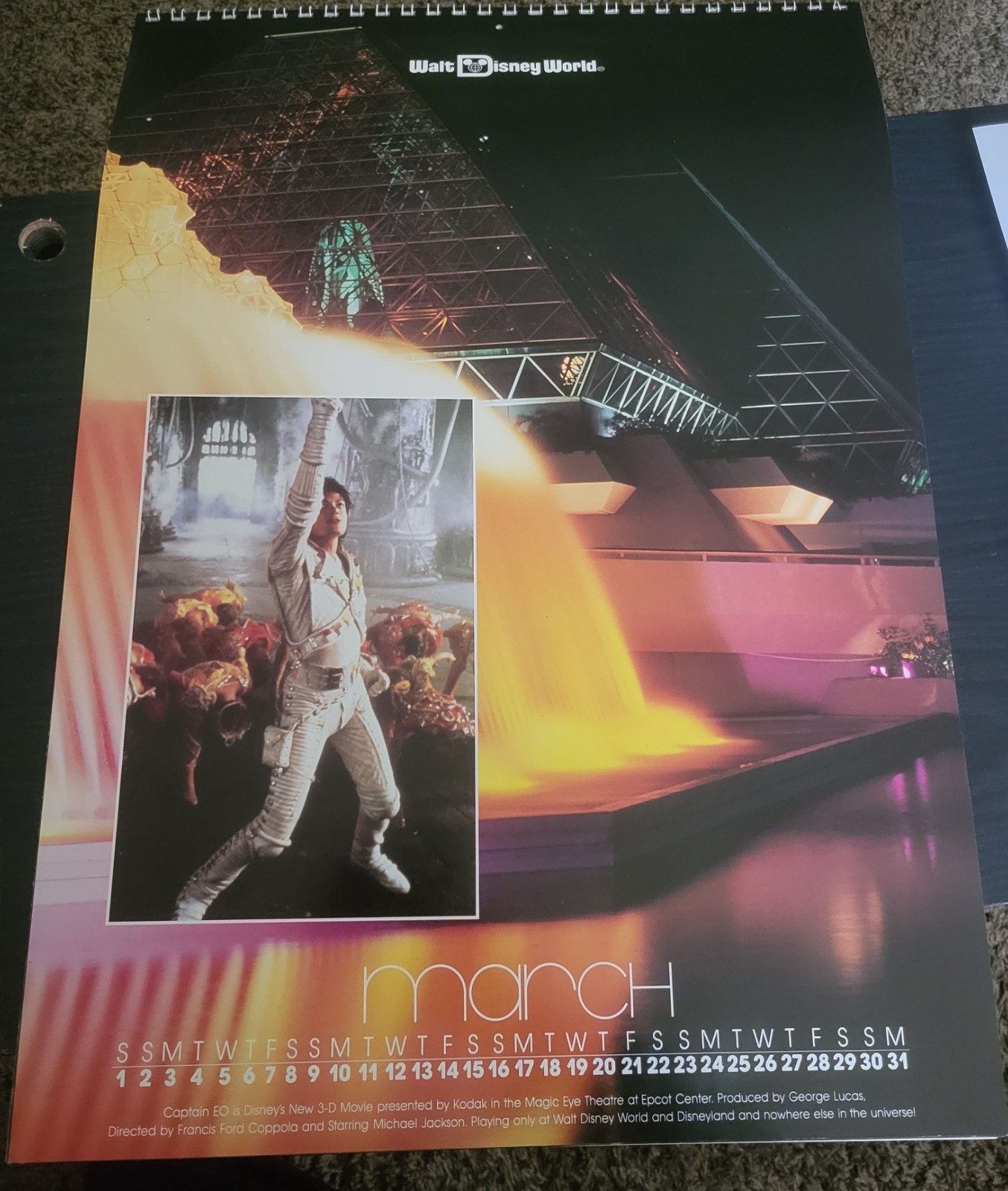 1986 Walt Disney World Official Promotional Calendar Michael Jackson Captain EO 1986 Walt Disney World Official Promotional Calendar Michael Jackson Captain EO