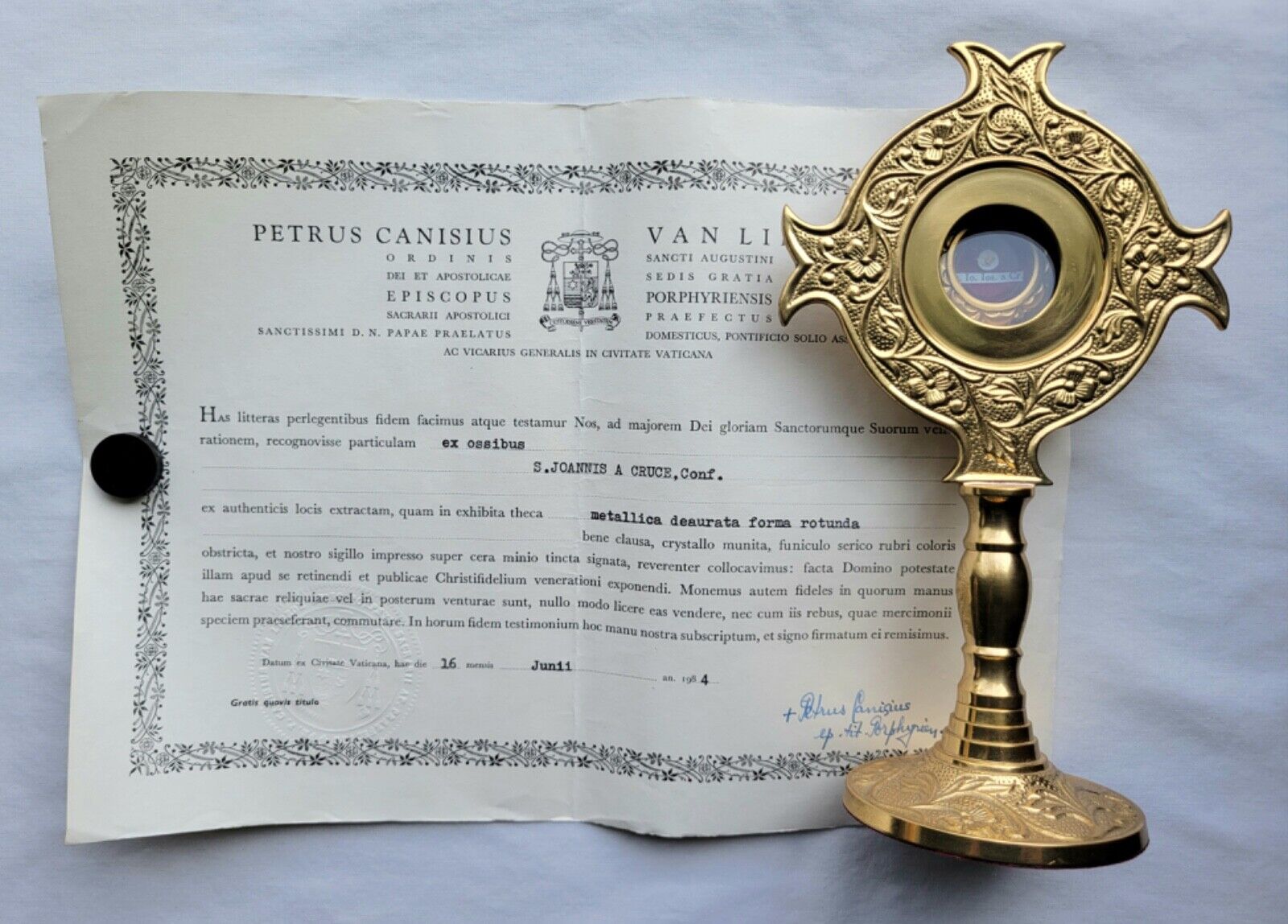 St. John of the Cross Relic Reliquary with Certificate