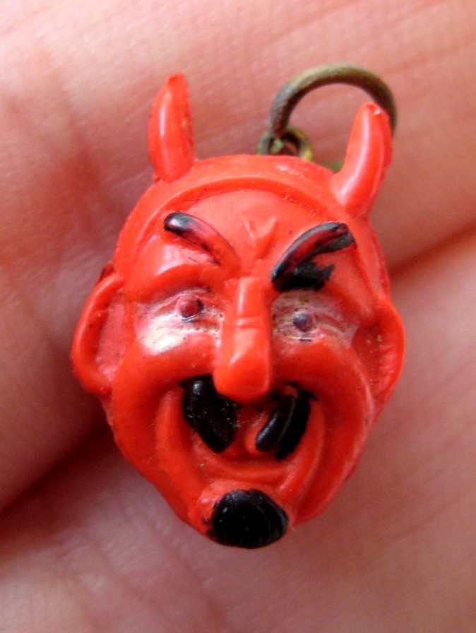 40's VINTAGE Celluloid Halloween DEVIL Charm Cracker Jack Toy Prize 40's VINTAGE Celluloid Halloween DEVIL Charm Cracker Jack Toy Prize