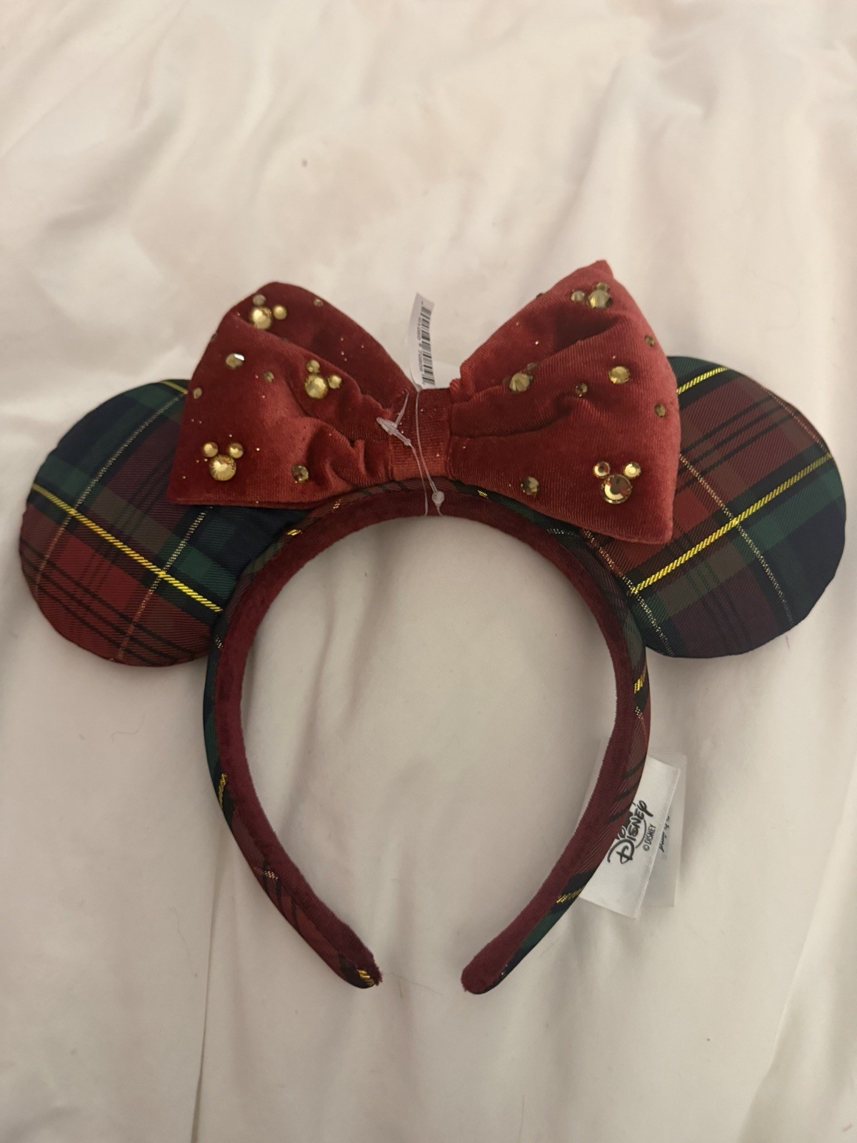 2026 Disney Christmas Headband Ears NEW Plaid Minnie Mouse Christmas Ears