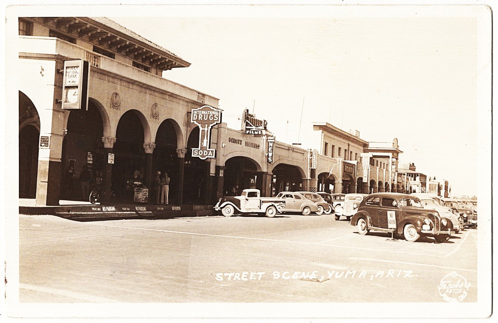 real photo Yuma AZ - Street Scene Drug Store Soda Fountain Cars 1940s pc RPPC real photo Yuma AZ - Street Scene Drug Store Soda Fountain Cars 1940s pc RPPC