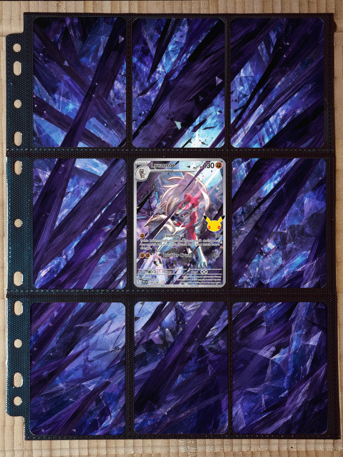 Pokémon Lycanroc 138/128 Extended Art Binder Insert | 3x3 9-Pocket Pokémon Lycanroc 138/128 Extended Art Binder Insert | 3x3 9-Pocket
