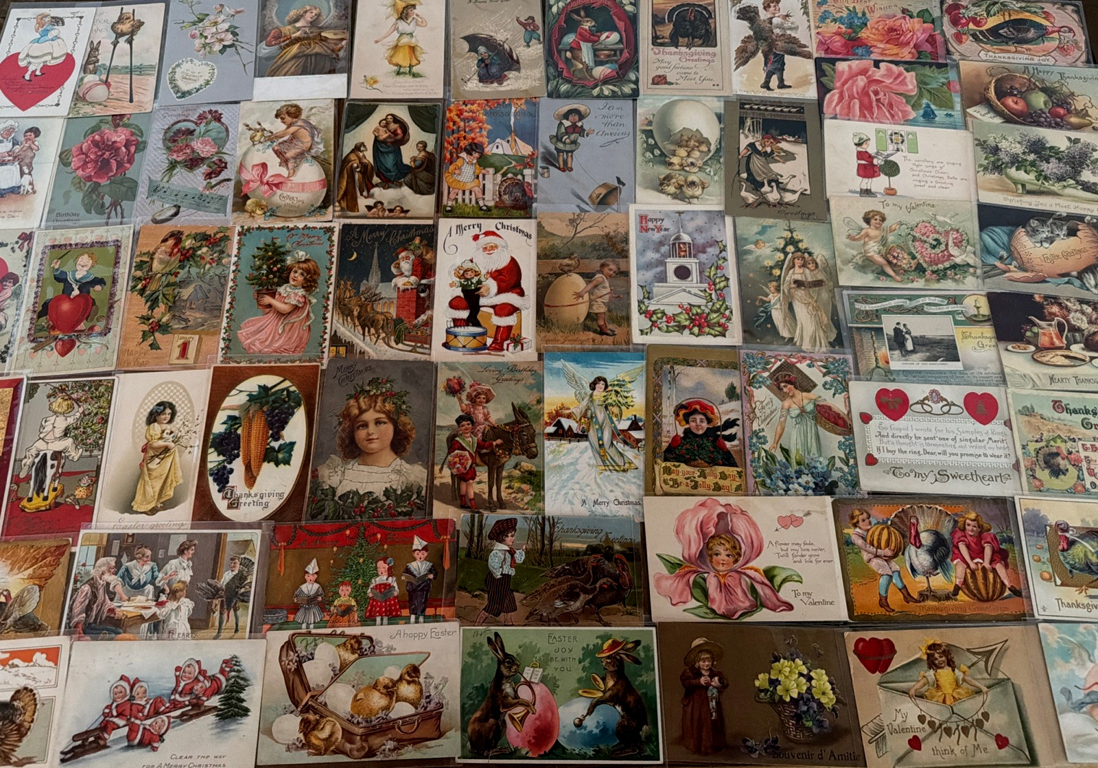 Huge Lot of 75~Holidays Greetings Postcards~Easter~Xmas~Thanksgiving~Santa~etc.