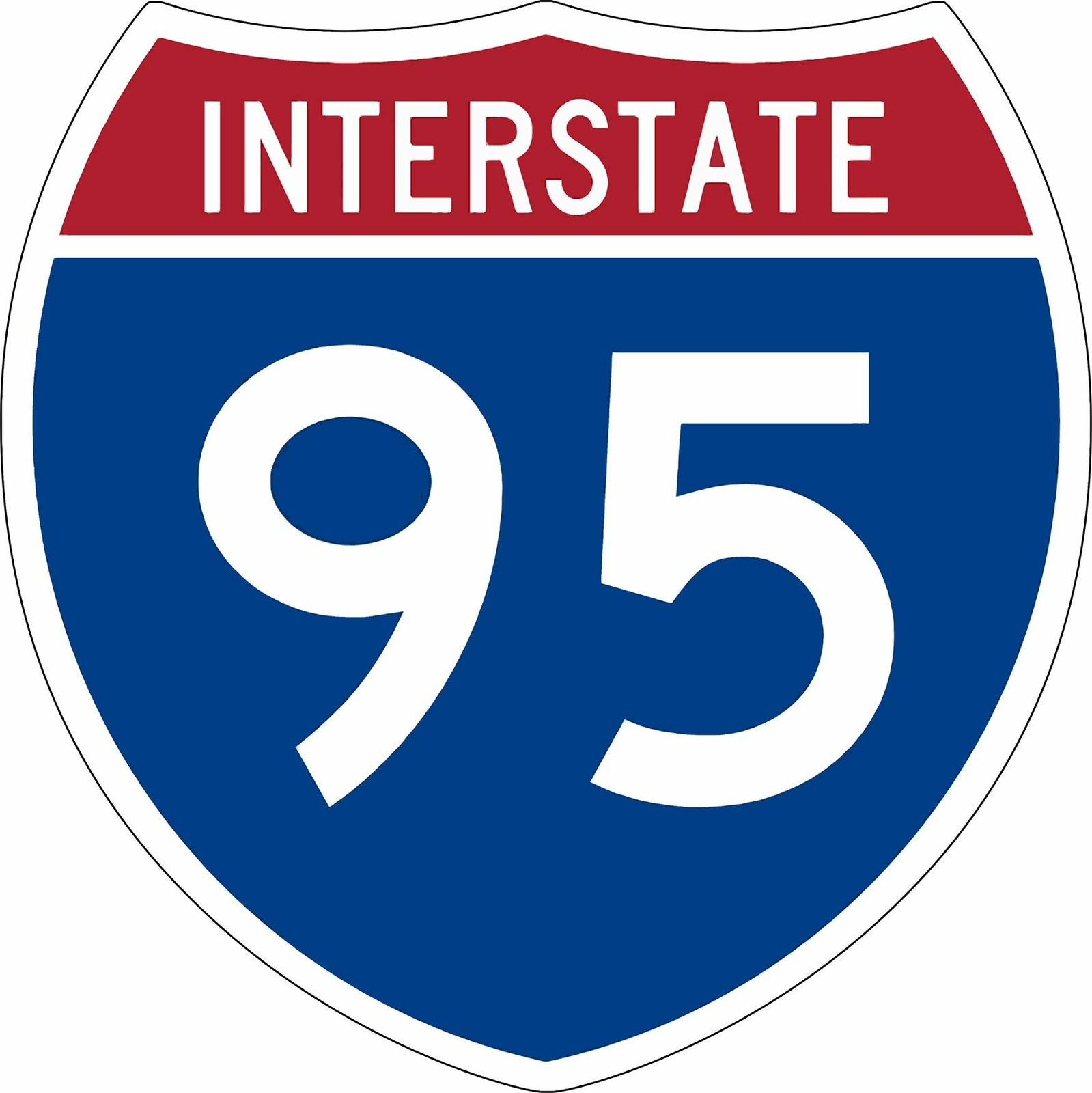 INTERSTATE 95 I-95 SHIELD SHAPED 24" HEAVY DUTY USA MADE METAL ADVERTISING SIGN INTERSTATE 95 I-95 SHIELD SHAPED 24" HEAVY DUTY USA MADE METAL ADVERTISING SIGN