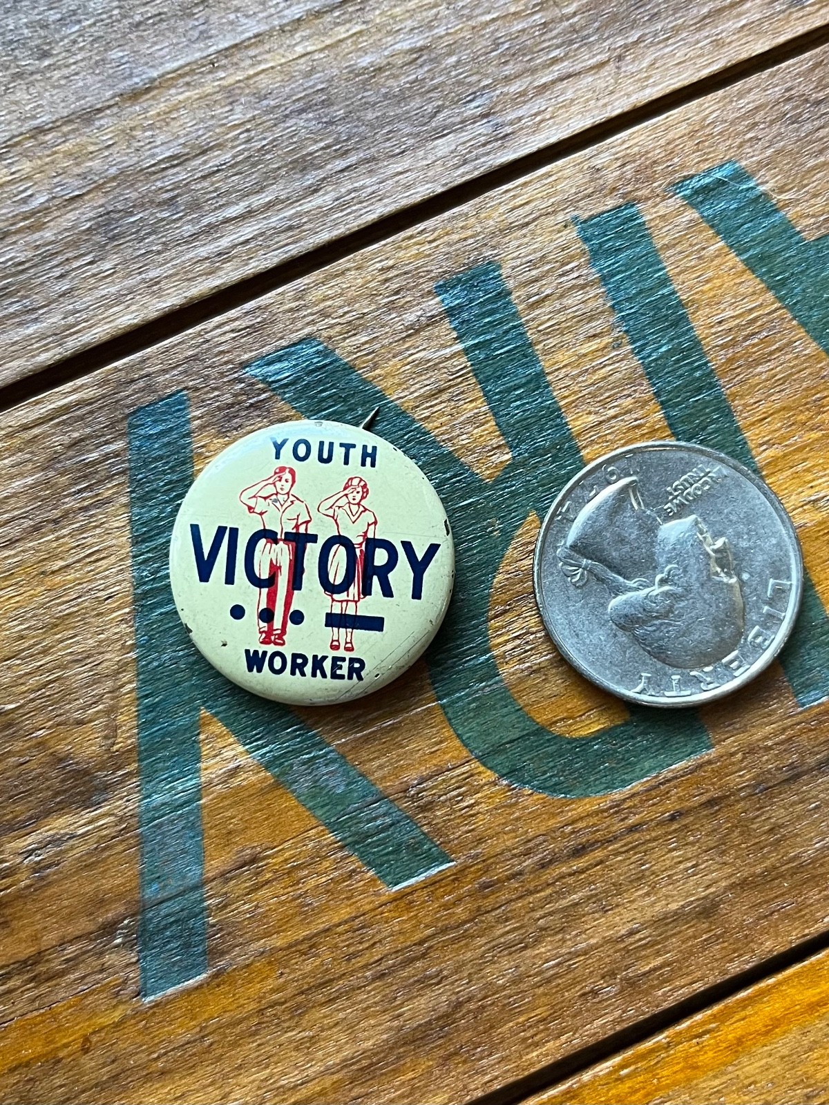 Vintage WWII Era Youth Victory Worker Pinback Button Trades Council Patriotic Vintage WWII Era Youth Victory Worker Pinback Button Trades Council Patriotic