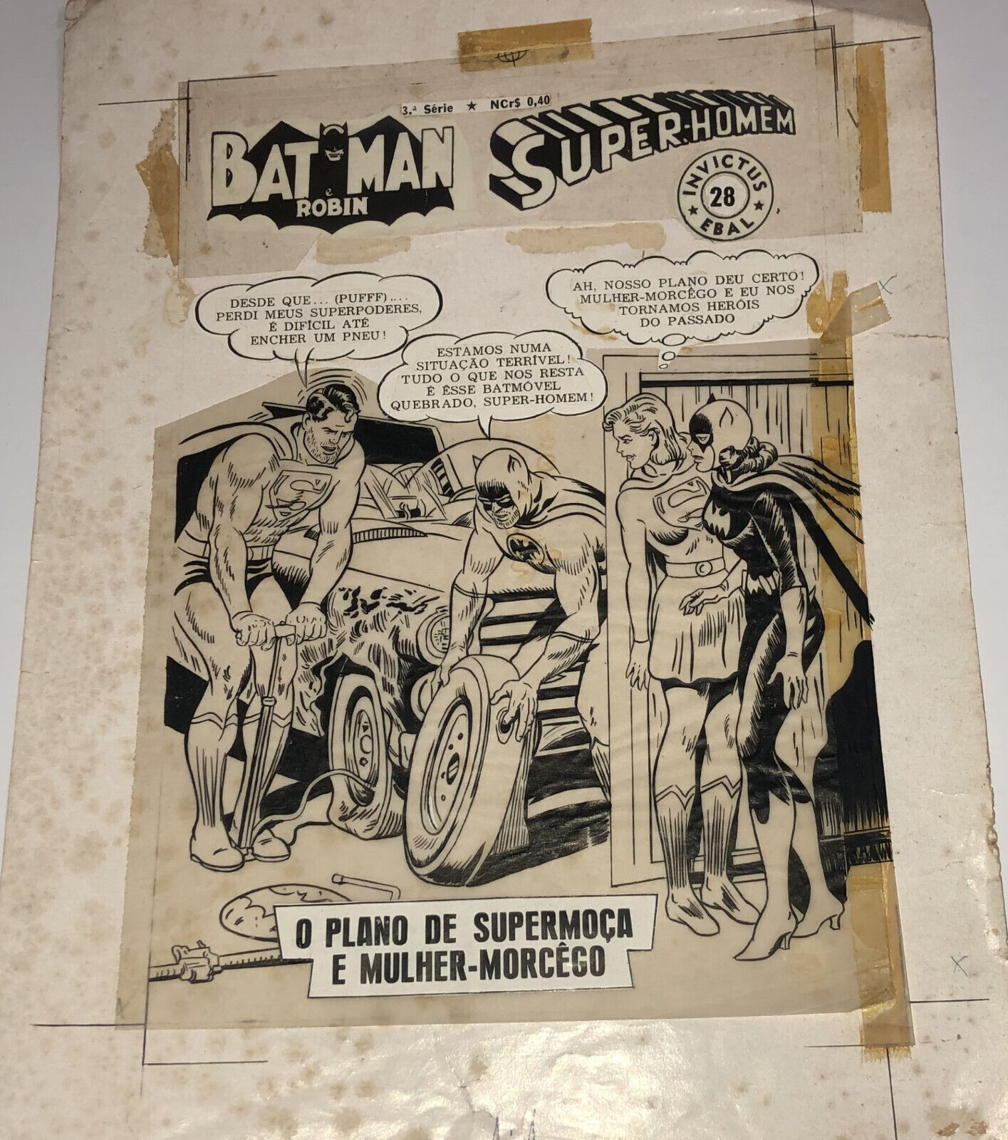 BATMAN BATGIRL SUPERGIRL SUPERMAN DC COMICS BRAZILIAN ORIGINAL ART WORK YR 60's