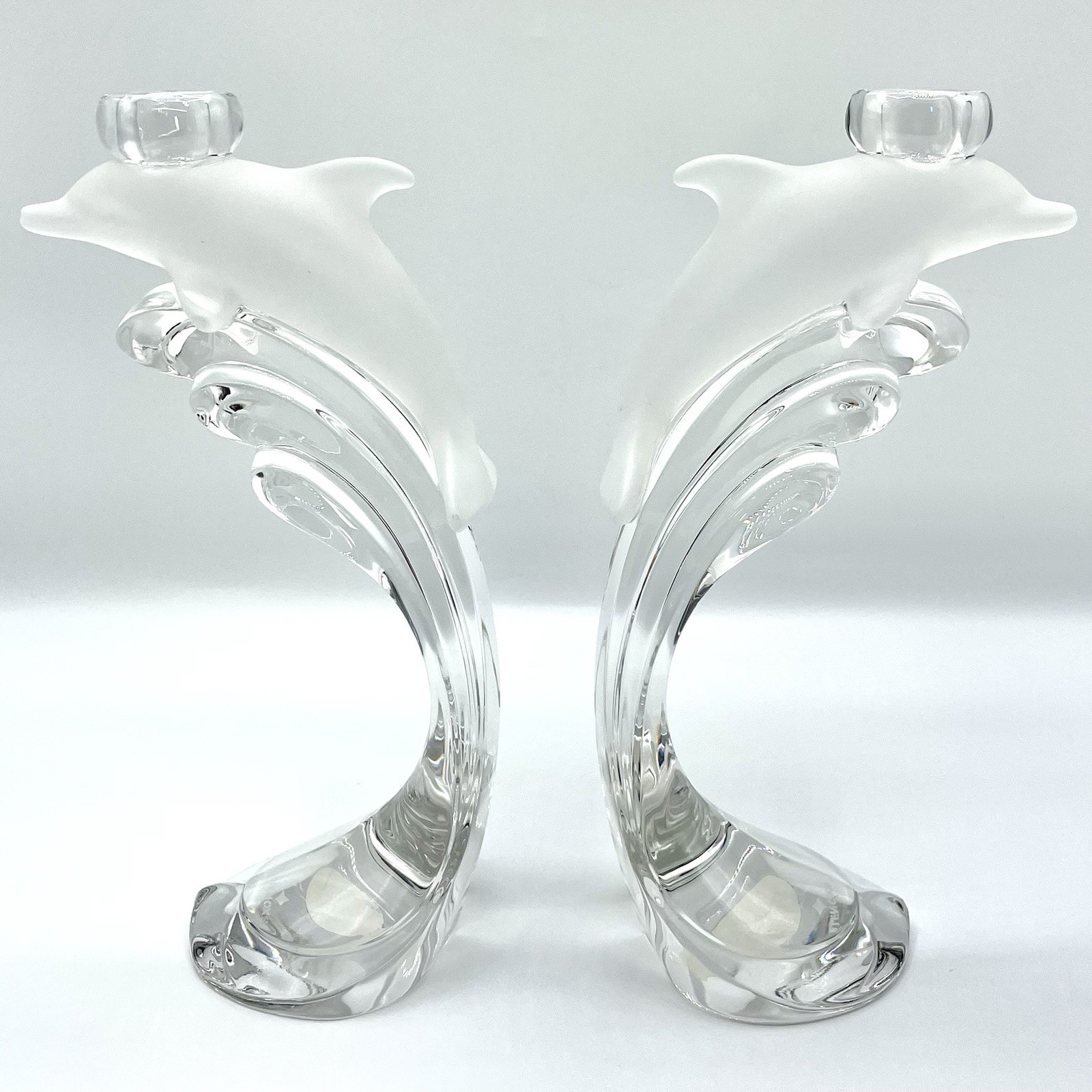 VTG Lenox Crystal Candlestick Holder Set Dolphins Leaping Waves; Made In Germany VTG Lenox Crystal Candlestick Holder Set Dolphins Leaping Waves; Made In Germany