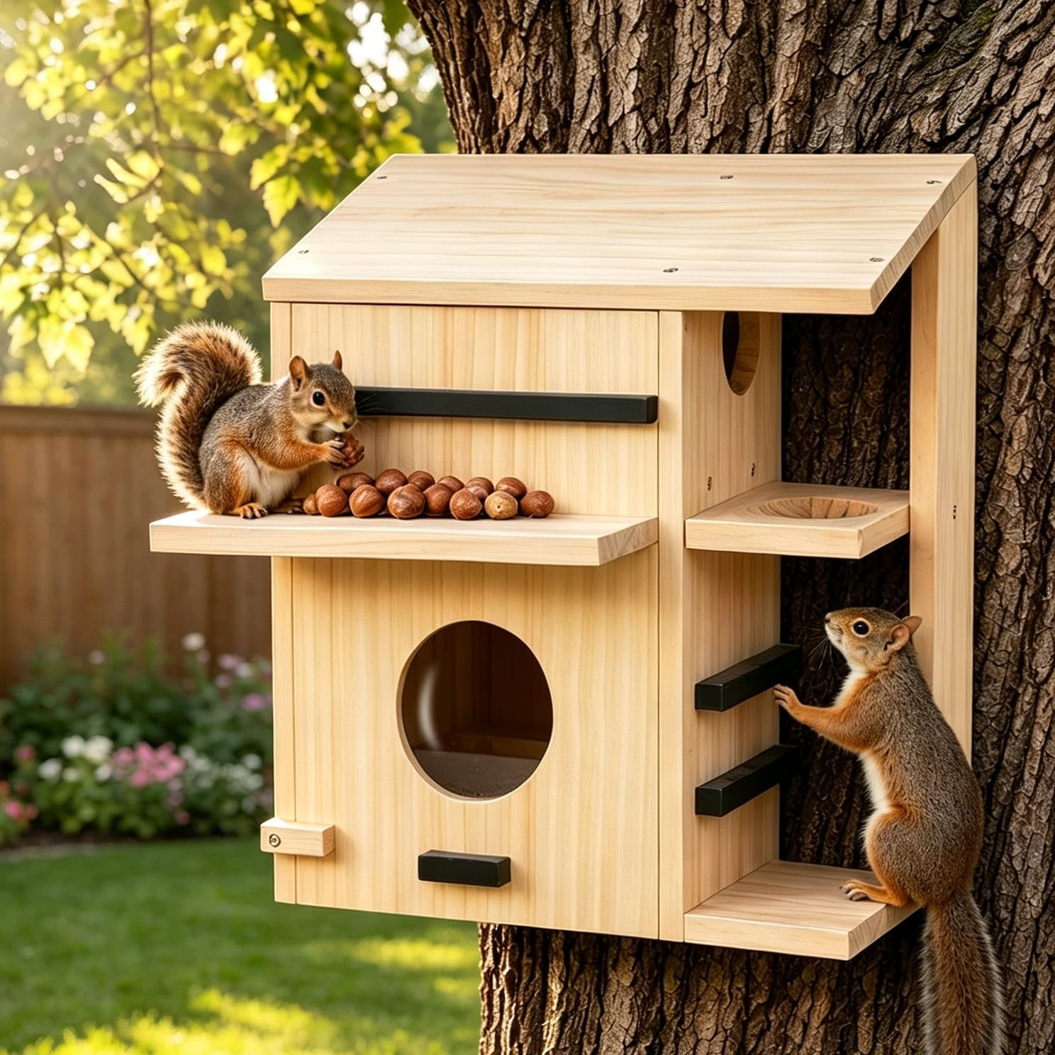 Large Wooden Squirrel House for Outside, Squirrel Nesting Box Large Wooden Squirrel House for Outside, Squirrel Nesting Box