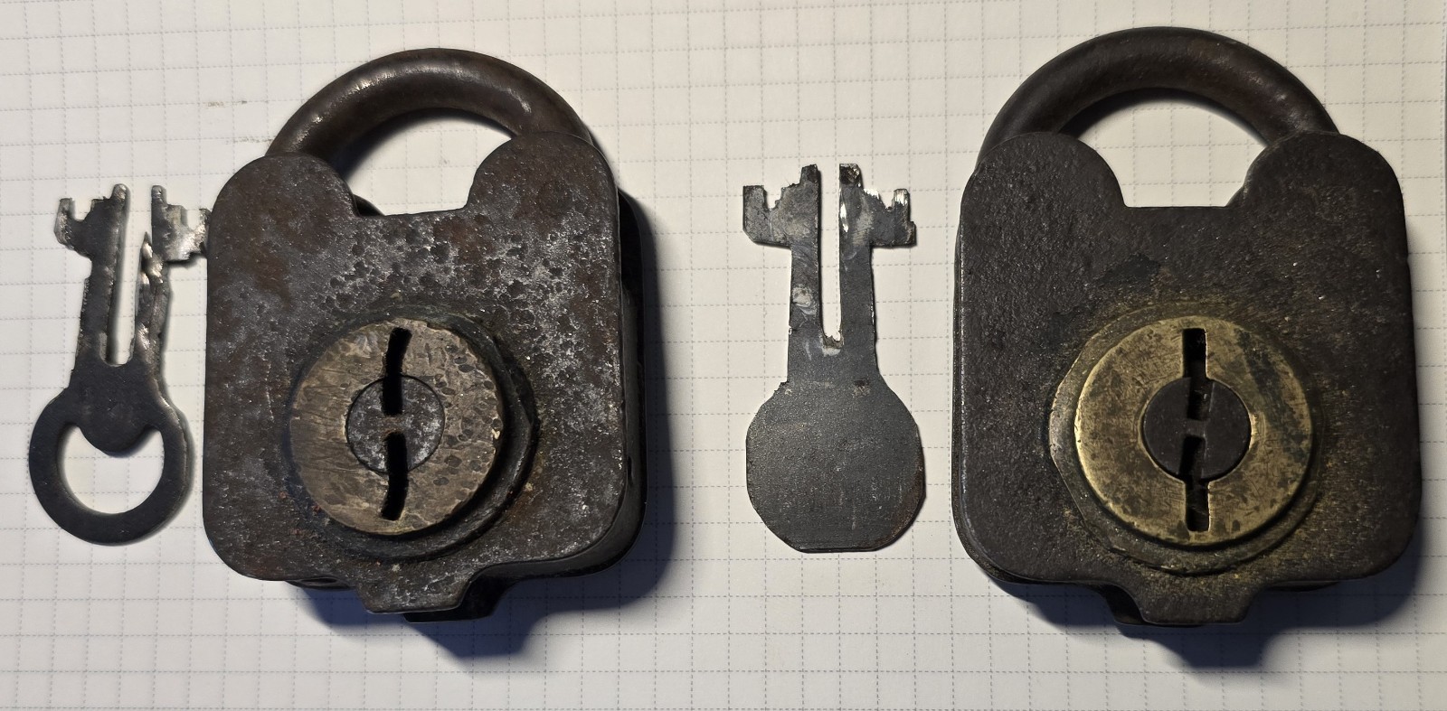 Lot of 2 x S & C Co. Sargent Antique Steel & Brass Padlock with Key - Works SM