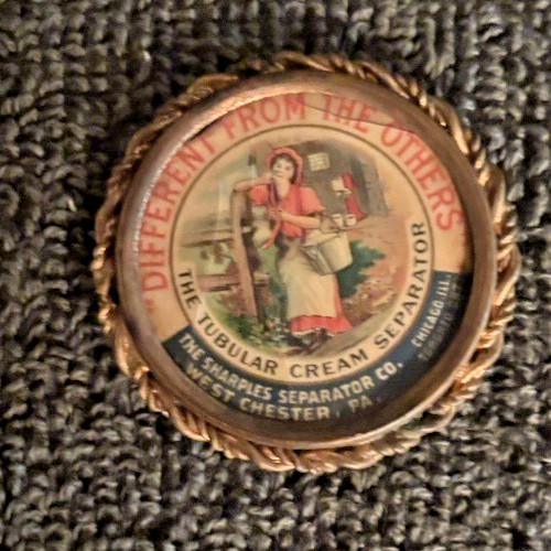 Antique Sharples Cream Separator Celluloid & Metal Pin *West Chester, PA* Antique Sharples Cream Separator Celluloid & Metal Pin *West Chester, PA*