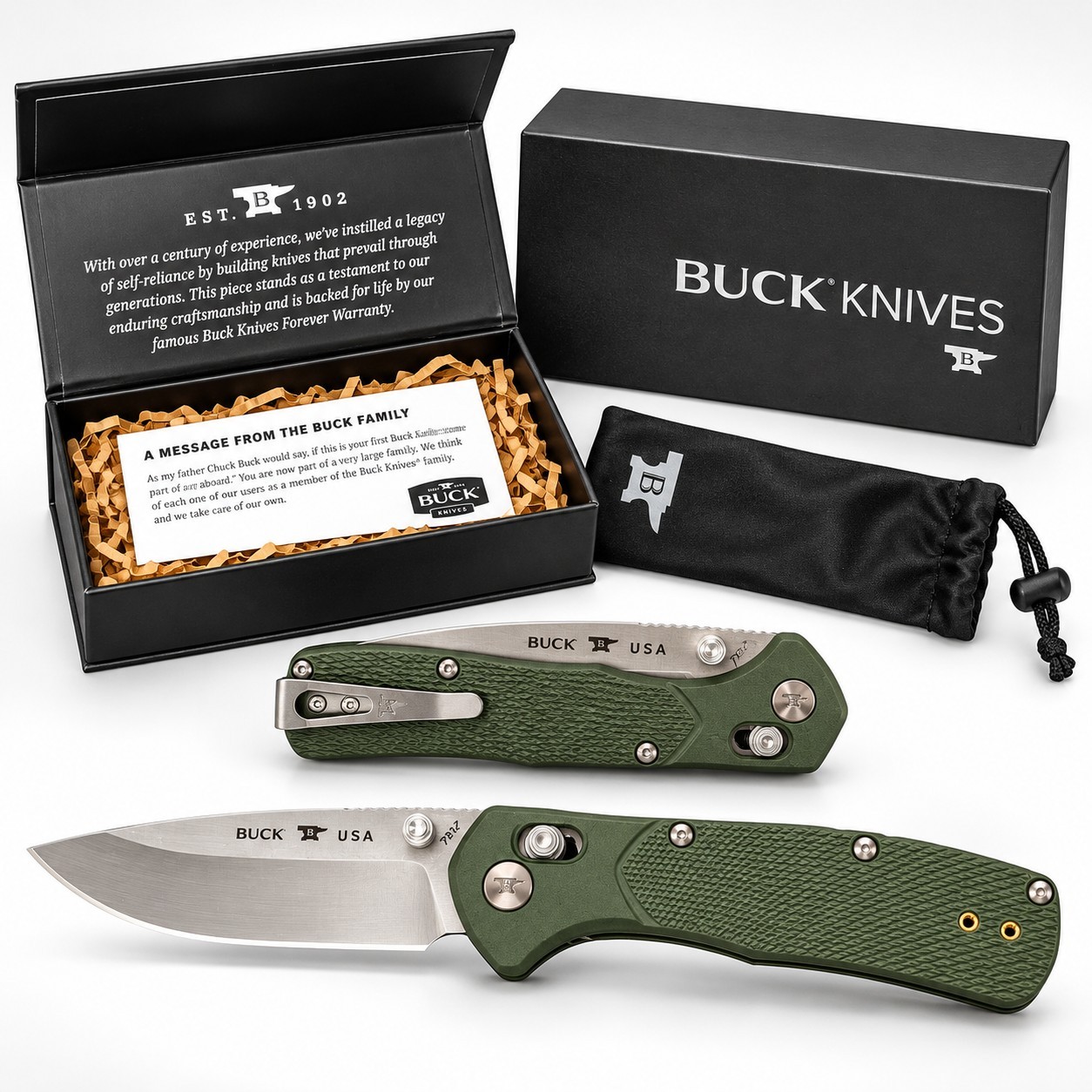 Brand New Buck 791 Ranger Pro 0791GRS1-B Folding Knife Green Handle USA Made Brand New Buck 791 Ranger Pro 0791GRS1-B Folding Knife Green Handle USA Made