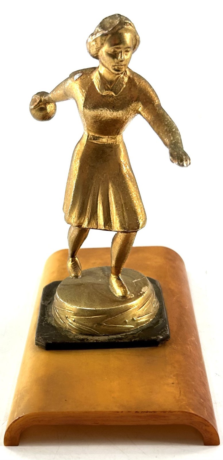 Vintage MCM Bakelite Bowling Trophy - Butterscotch Base - 5.5"x 3"x 5.5" Vintage MCM Bakelite Bowling Trophy - Butterscotch Base - 5.5"x 3"x 5.5"