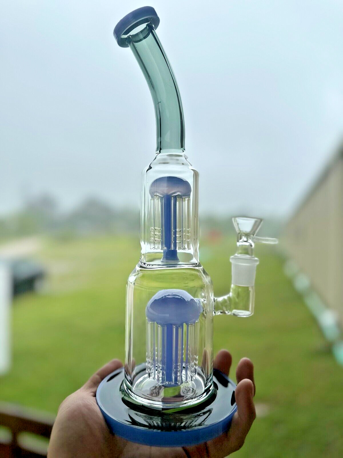 13" Heavy duty Glass Bongs Smoking Glass Water Pipe with 18mm Round handle
