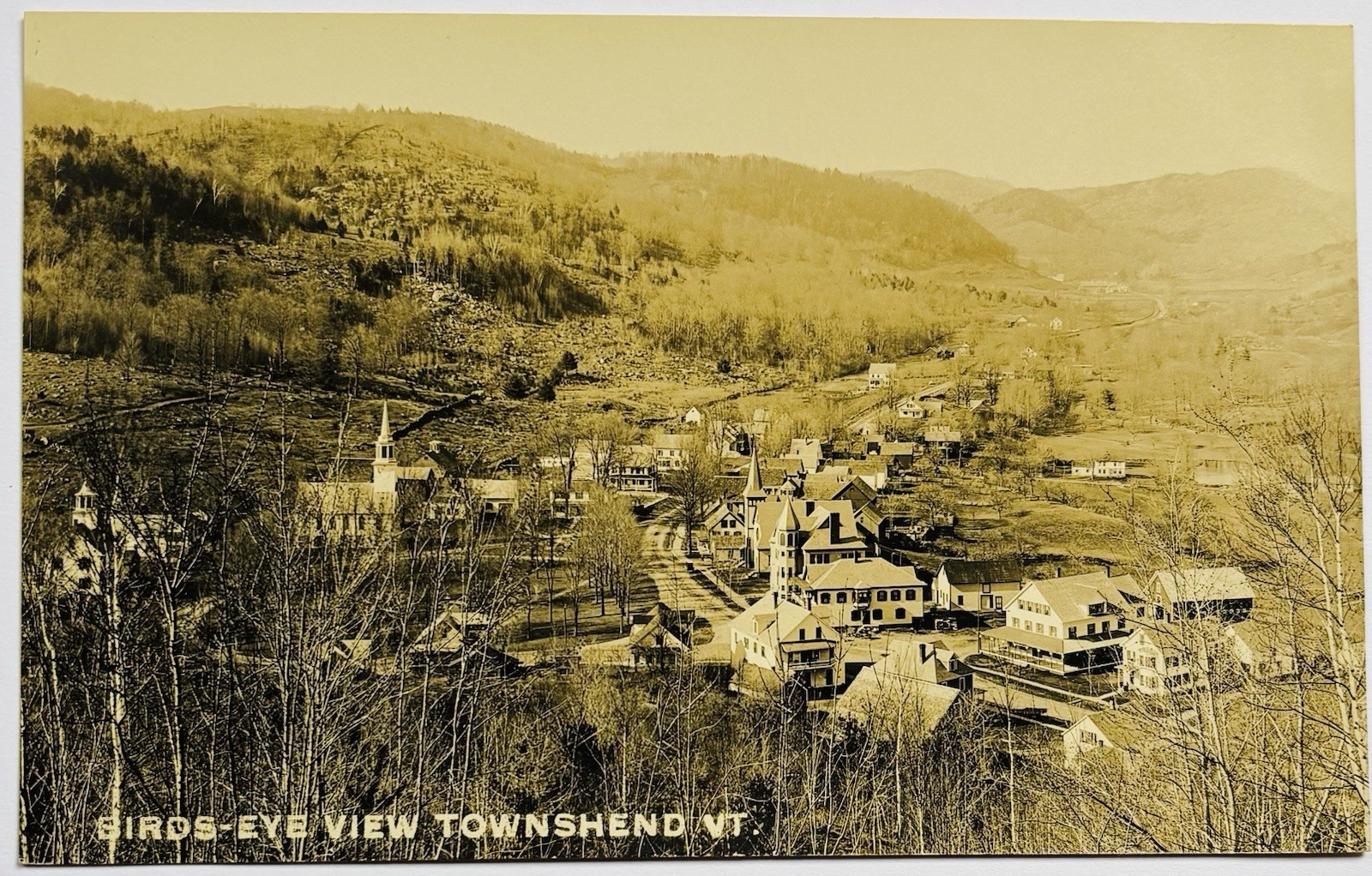 C. 1910 Birds-Eye View of Townsend, Vermont Real Photo Postcard