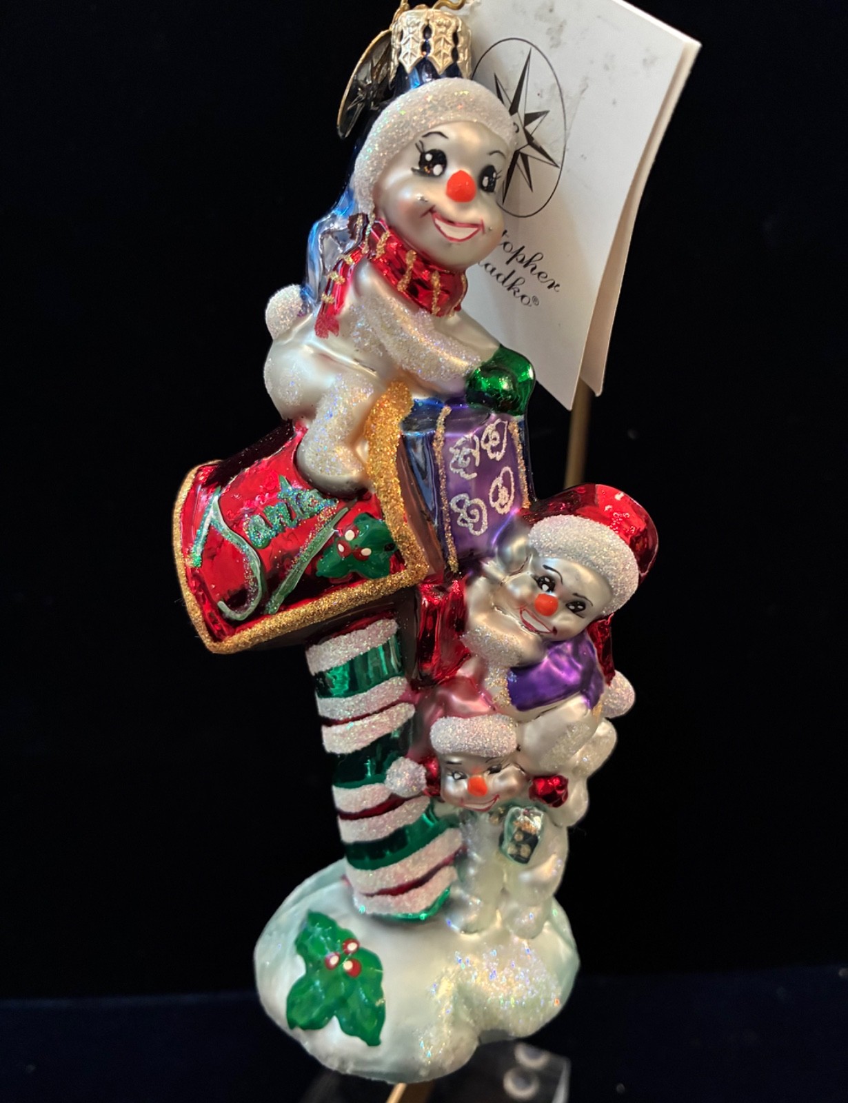 RADKO Vtg 2002 "Snow of Support" Snowmen Packages in Mailbox Ornament #02-0552-0 RADKO Vtg 2002 "Snow of Support" Snowmen Packages in Mailbox Ornament #02-0552-0